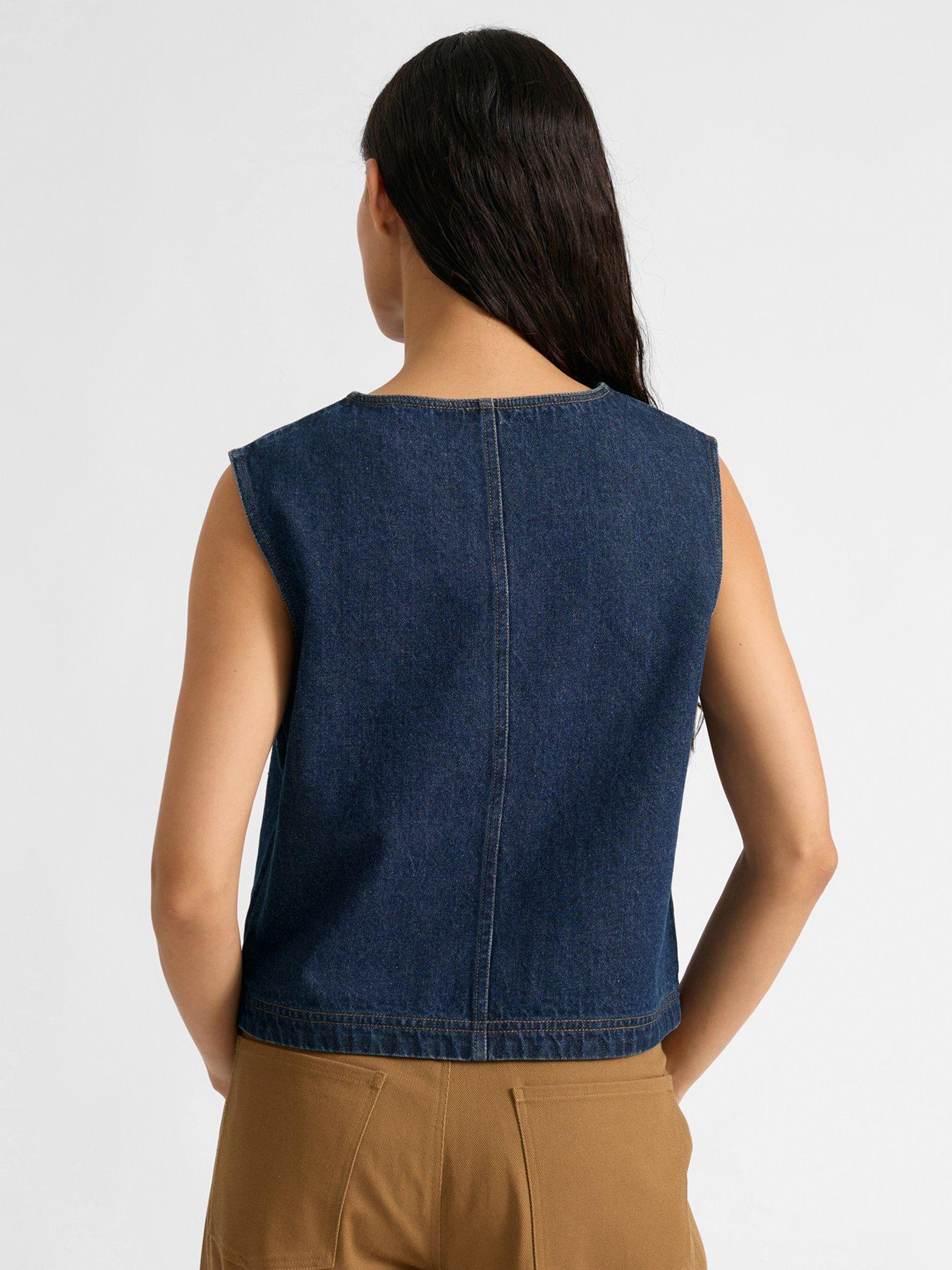 albaray-denim-pocket-waistcoat-bluestillFront
