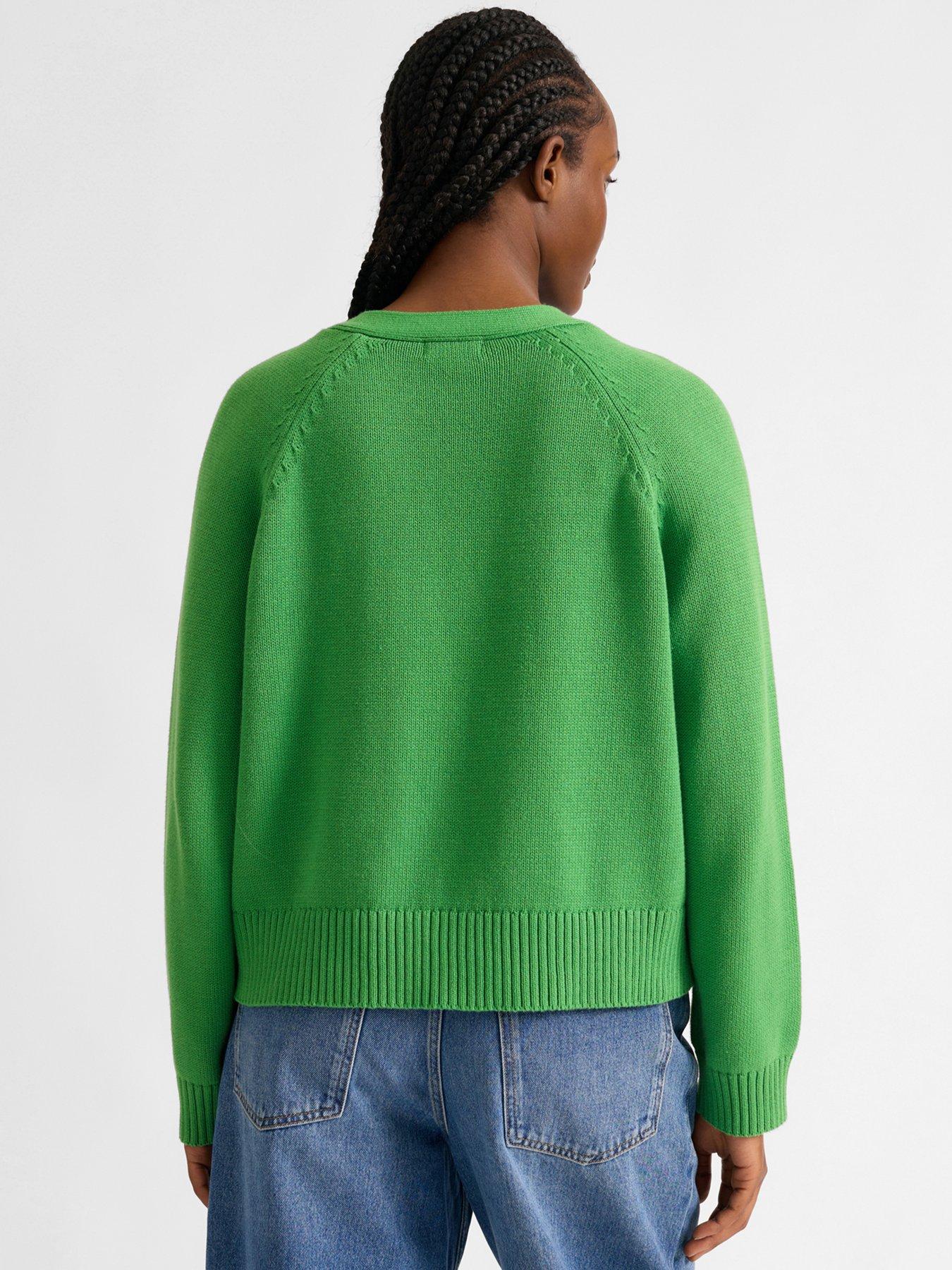 albaray-cotton-relaxed-cardigan-greenstillFront