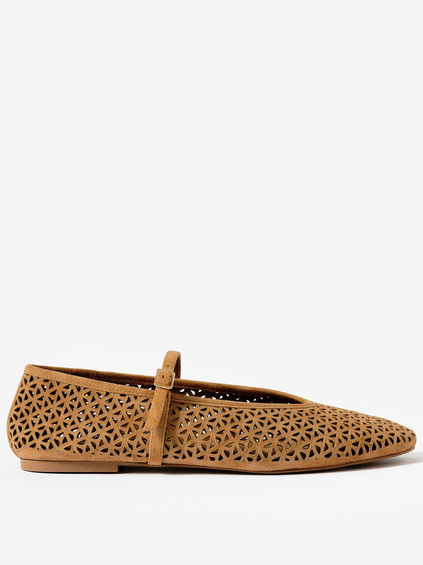 Mint Velvet Tabi Tan Suede Ballet Pump - Brown