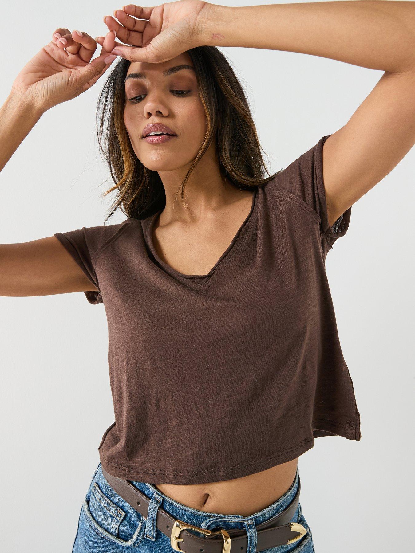 Image 4 of 6 of FREE PEOPLE Take 2 T-Shirt - Brown