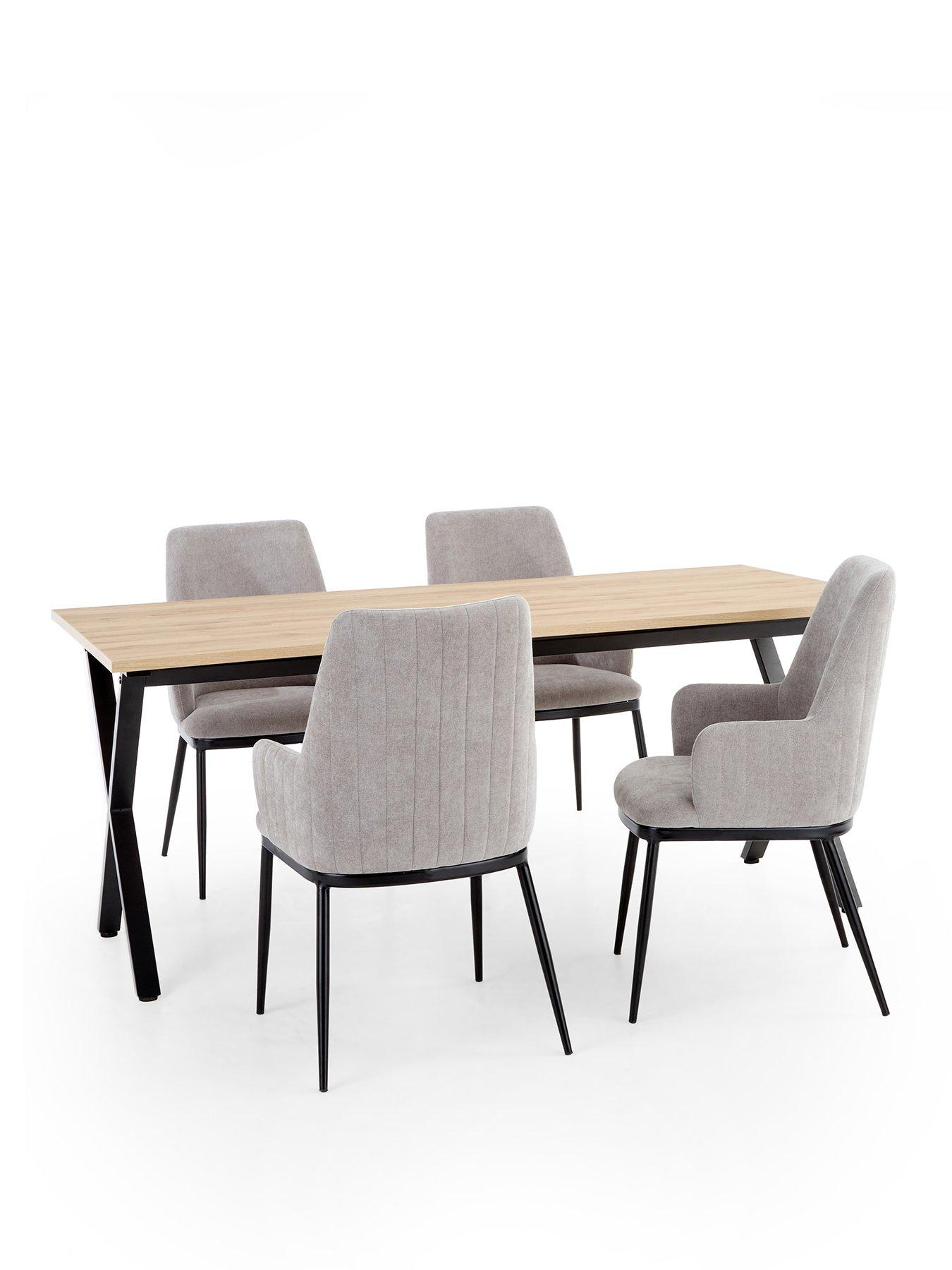 Image 2 of 6 of The Very Collection Harlem 180cm Light Oak Dining Table &amp; 4 Nina Light Grey Dining Chairs