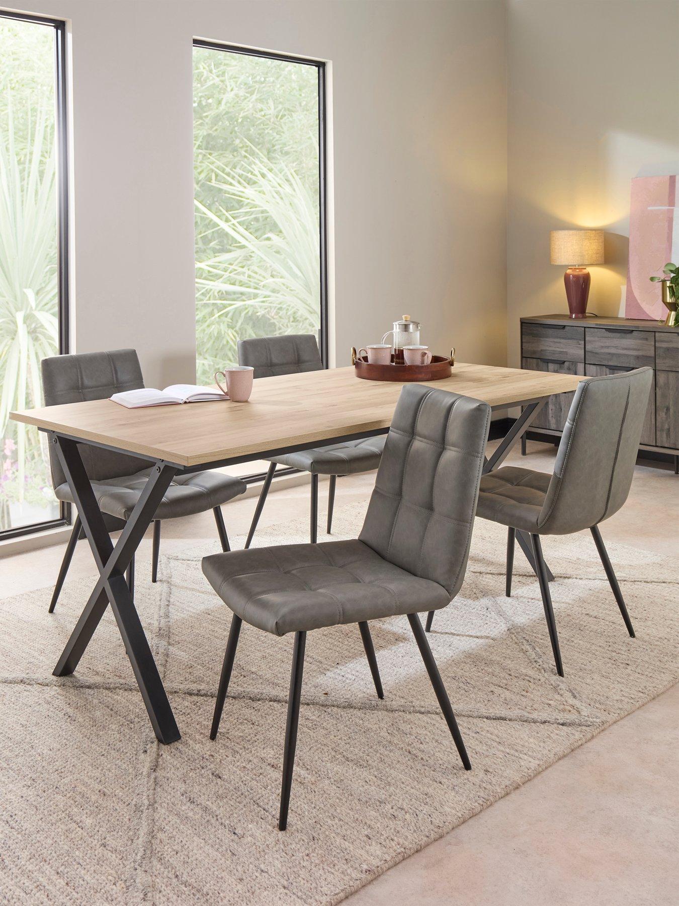 The Very Collection Harlem 160cm Light Oak Dining Table  &  Harlem Grey Dining Chairs - FSC® Certified