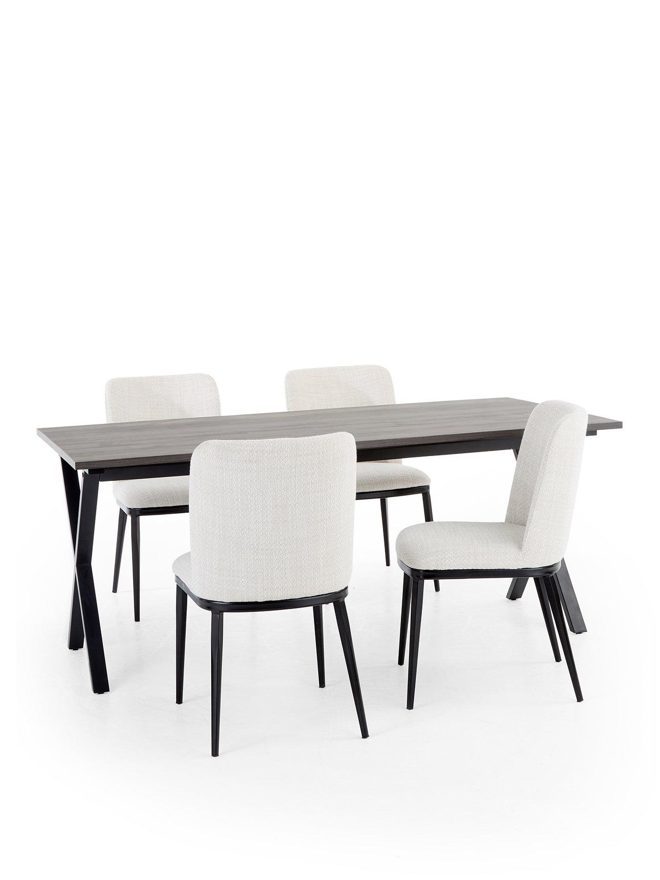 Image 2 of 6 of The Very Collection Harlem 180cm Black Oak Dining Table &amp; 4 Willow Standard Dining Chairs