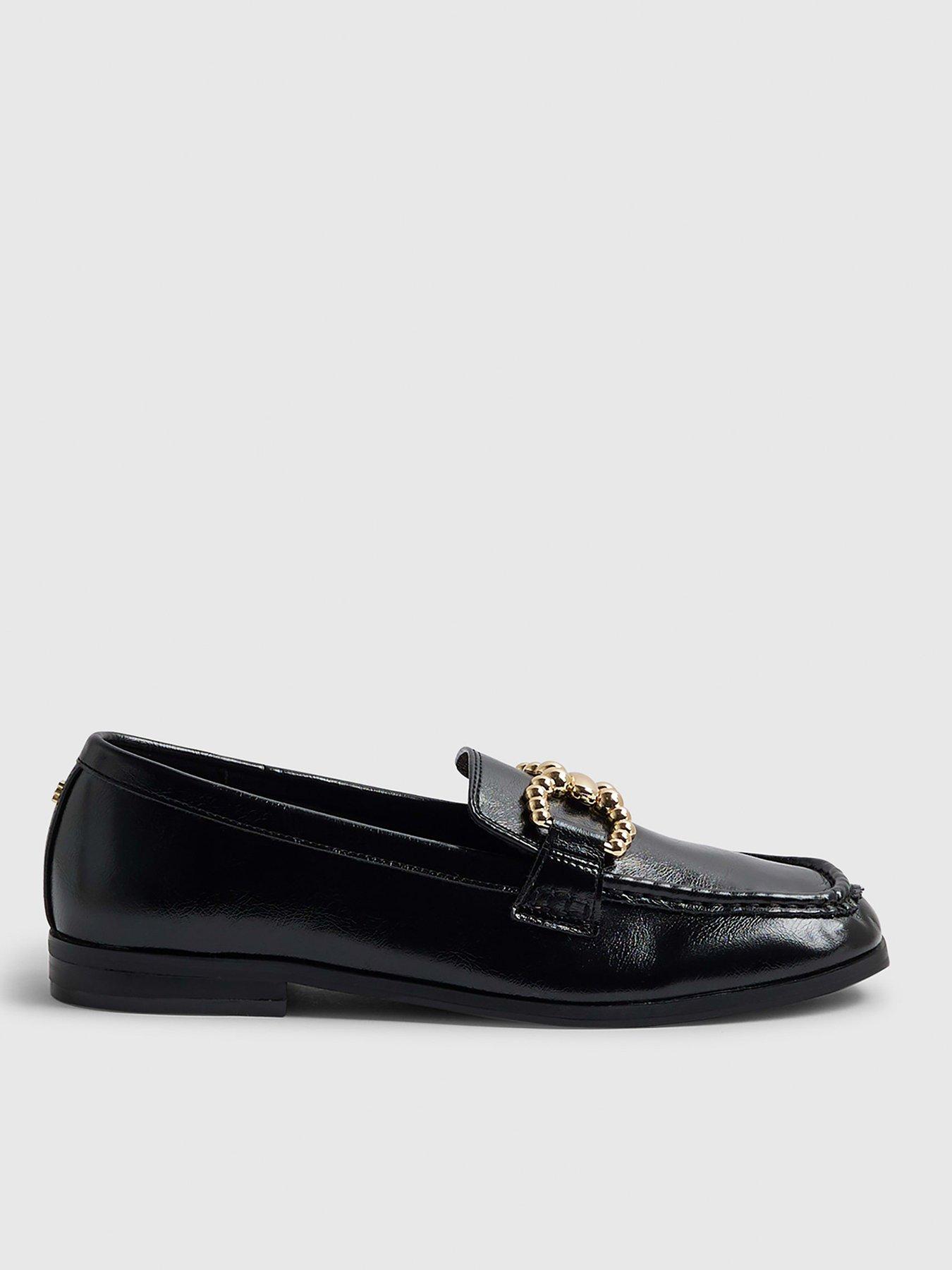 river-island-gold-trim-loafer-blackfront