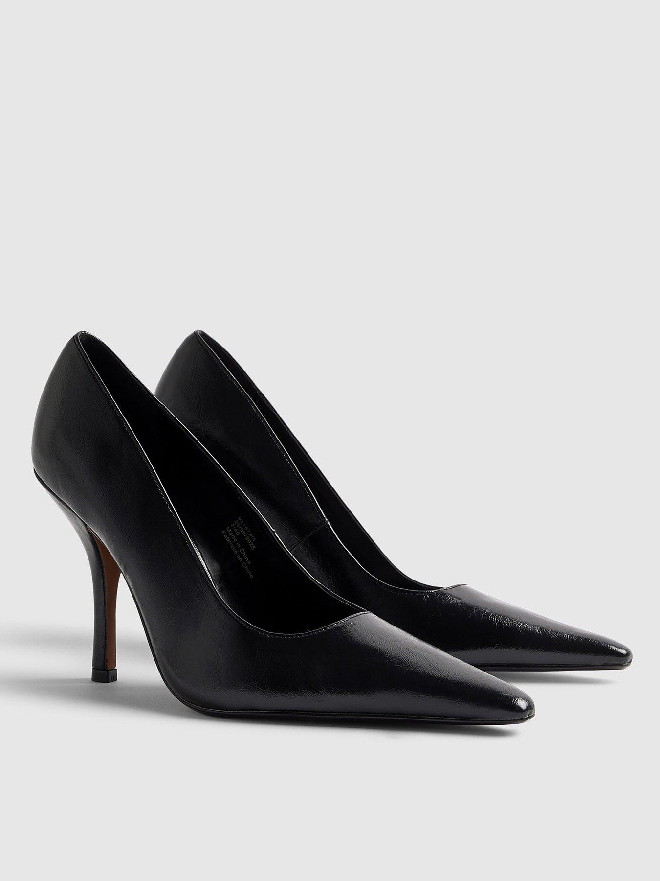 Image 2 of 5 of River Island Long Chisel Toe Court Heels - Black