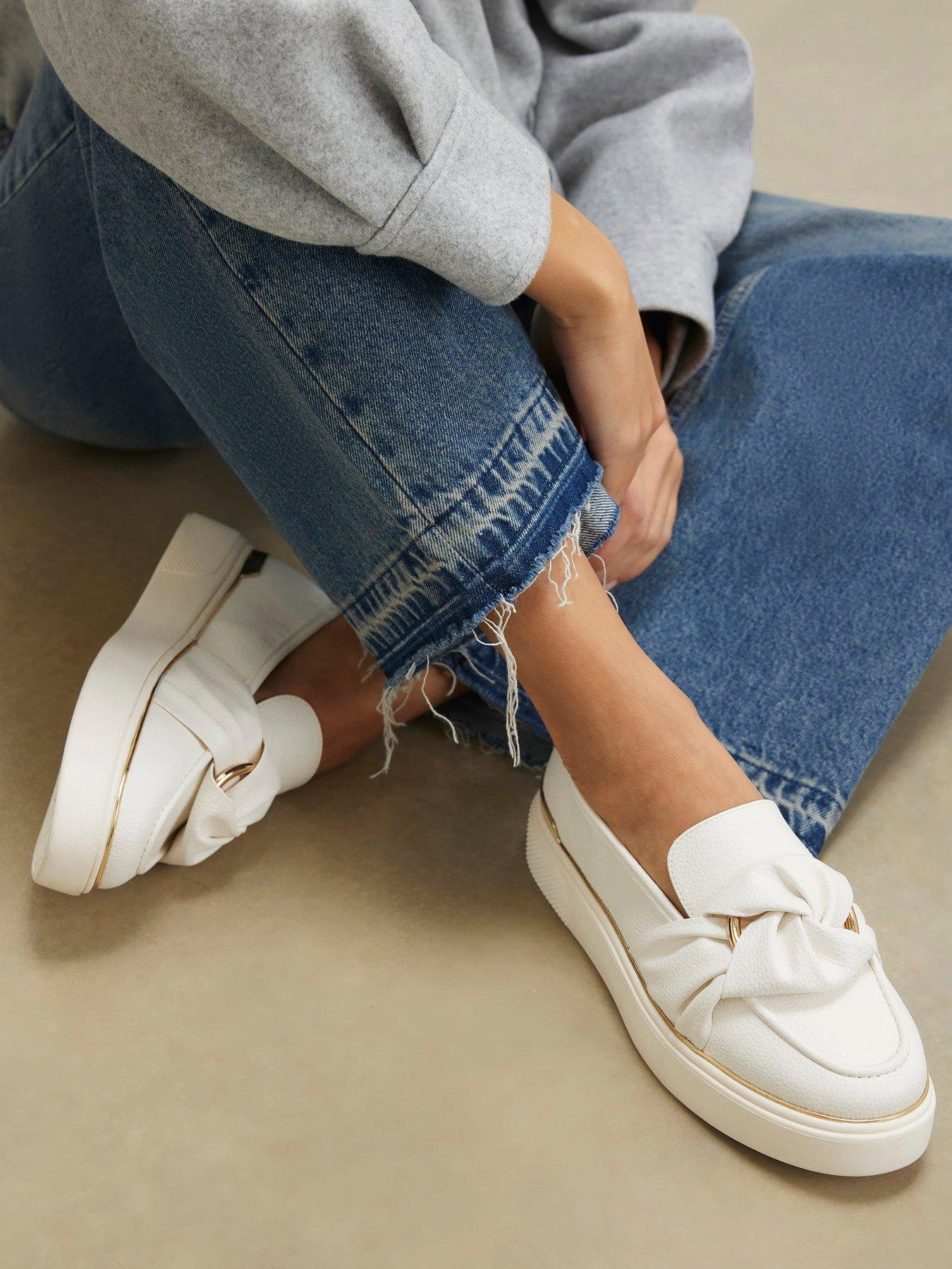 Image 1 of 6 of River Island Ring Twist Slip On Trainer - White