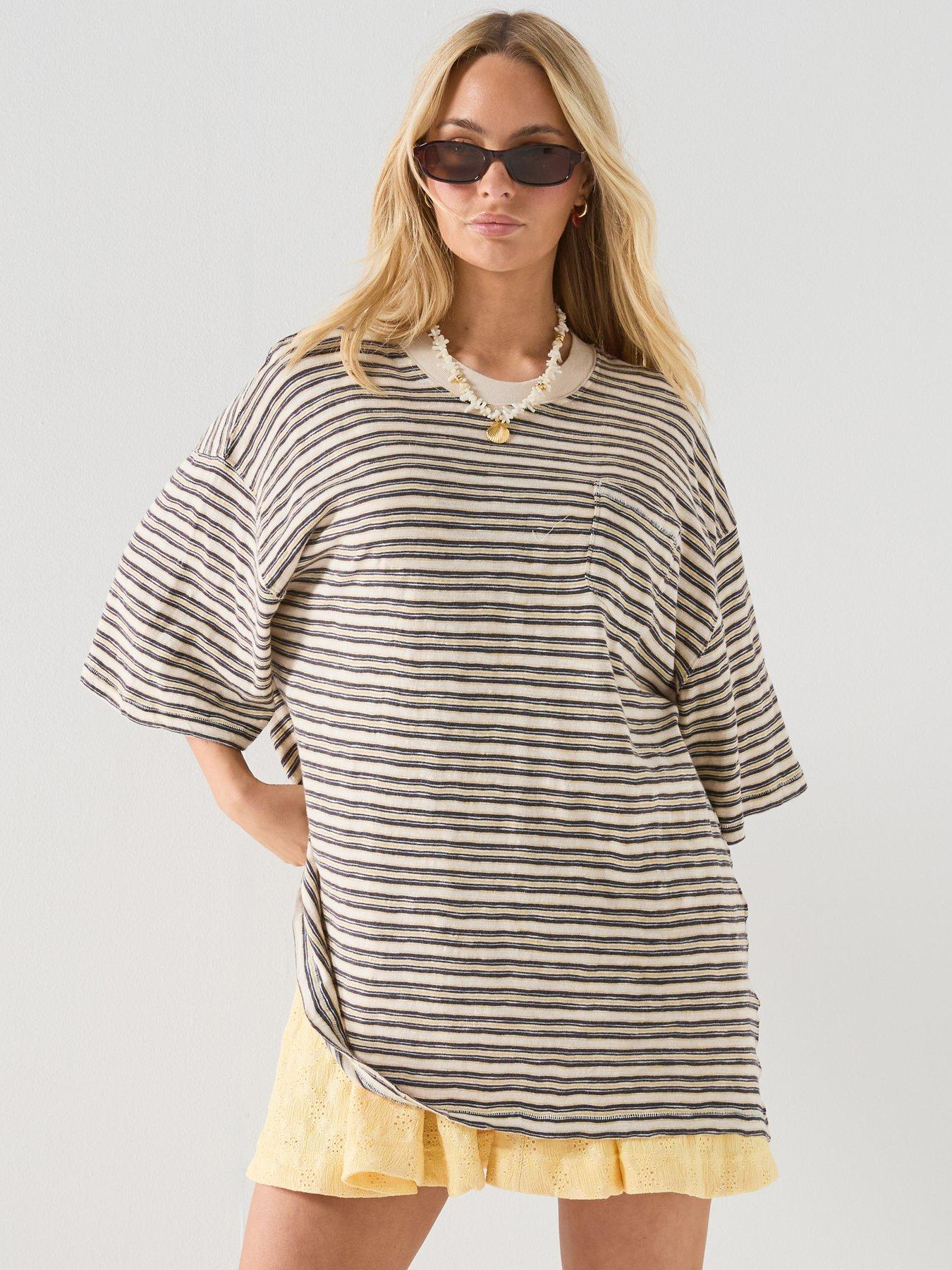 FREE PEOPLE All Love Stripe Pocket T-Shirt - Yellow
