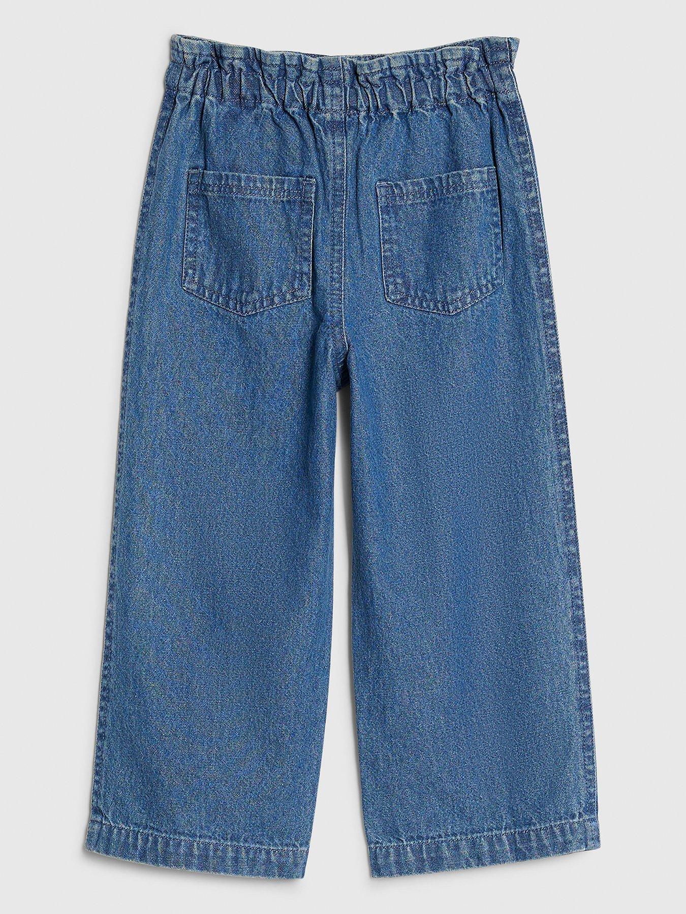 Image 2 of 4 of River Island Mini Girls Wide Leg Jeans - Blue
