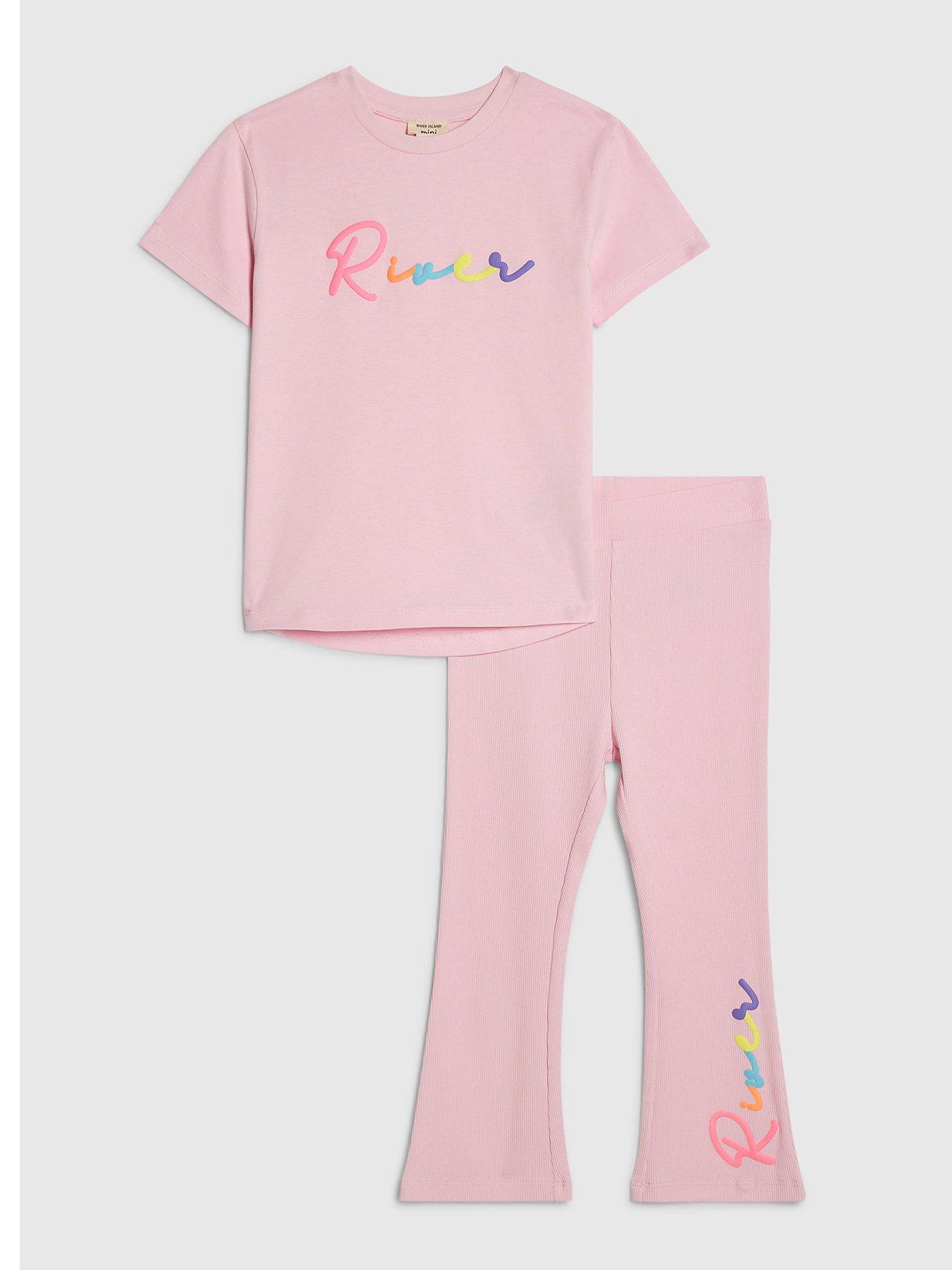 river-island-mini-girls-branded-script-t-shirt-set-pinkfront