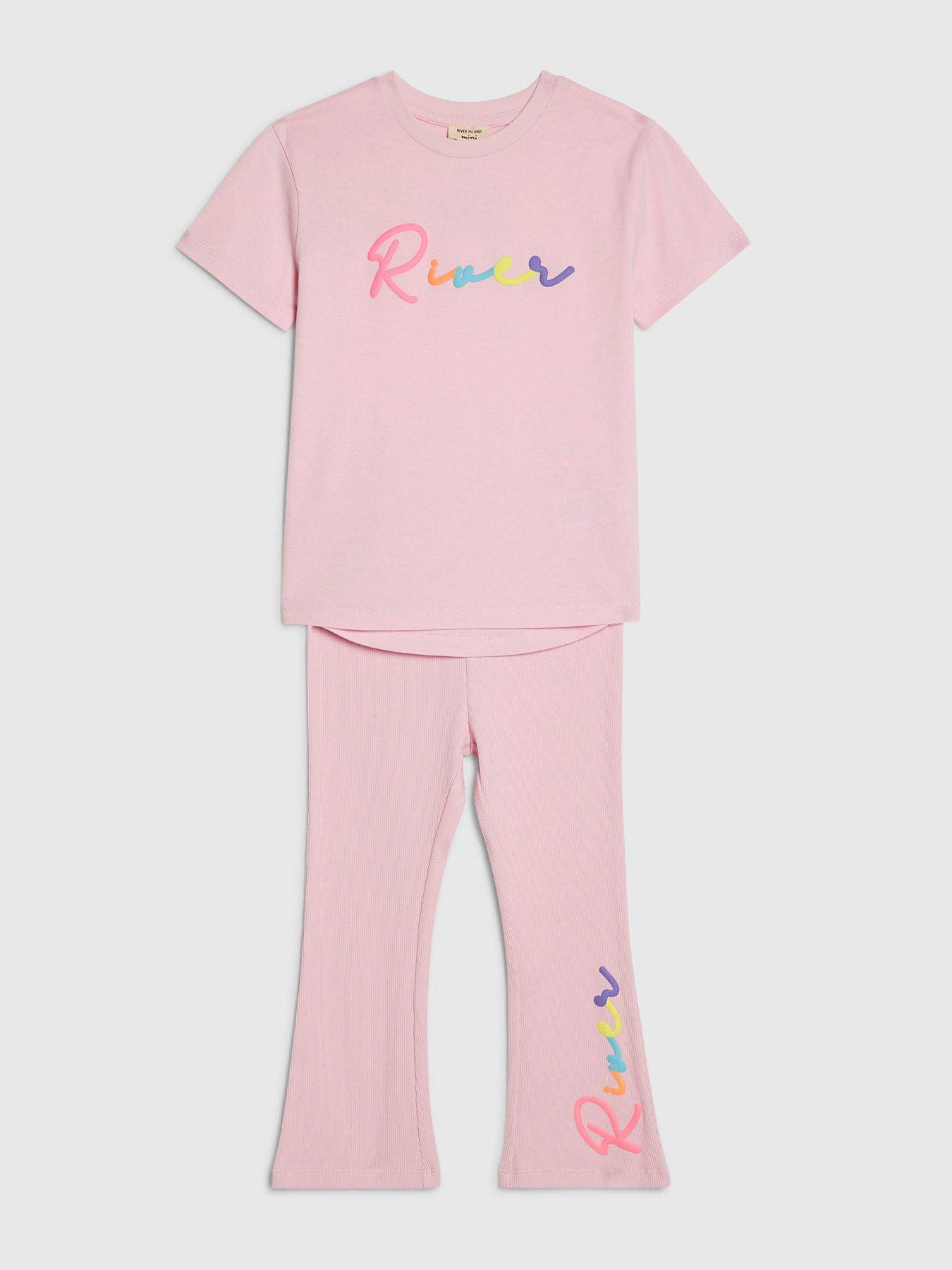 river-island-mini-girls-branded-script-t-shirt-set-pinkoutfit