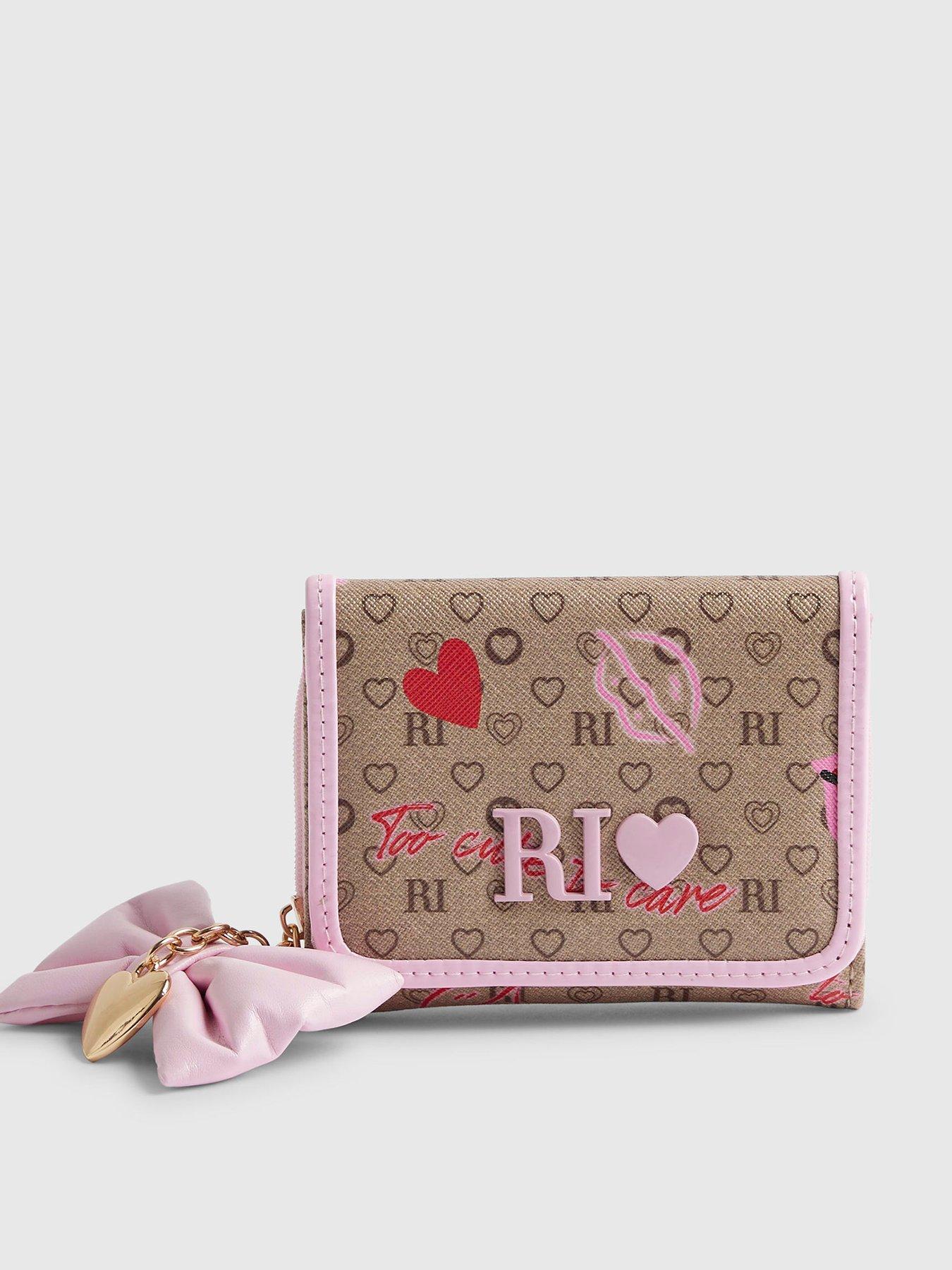 River Island Older Girls Ladybird Bow Monogram Purse - Brown