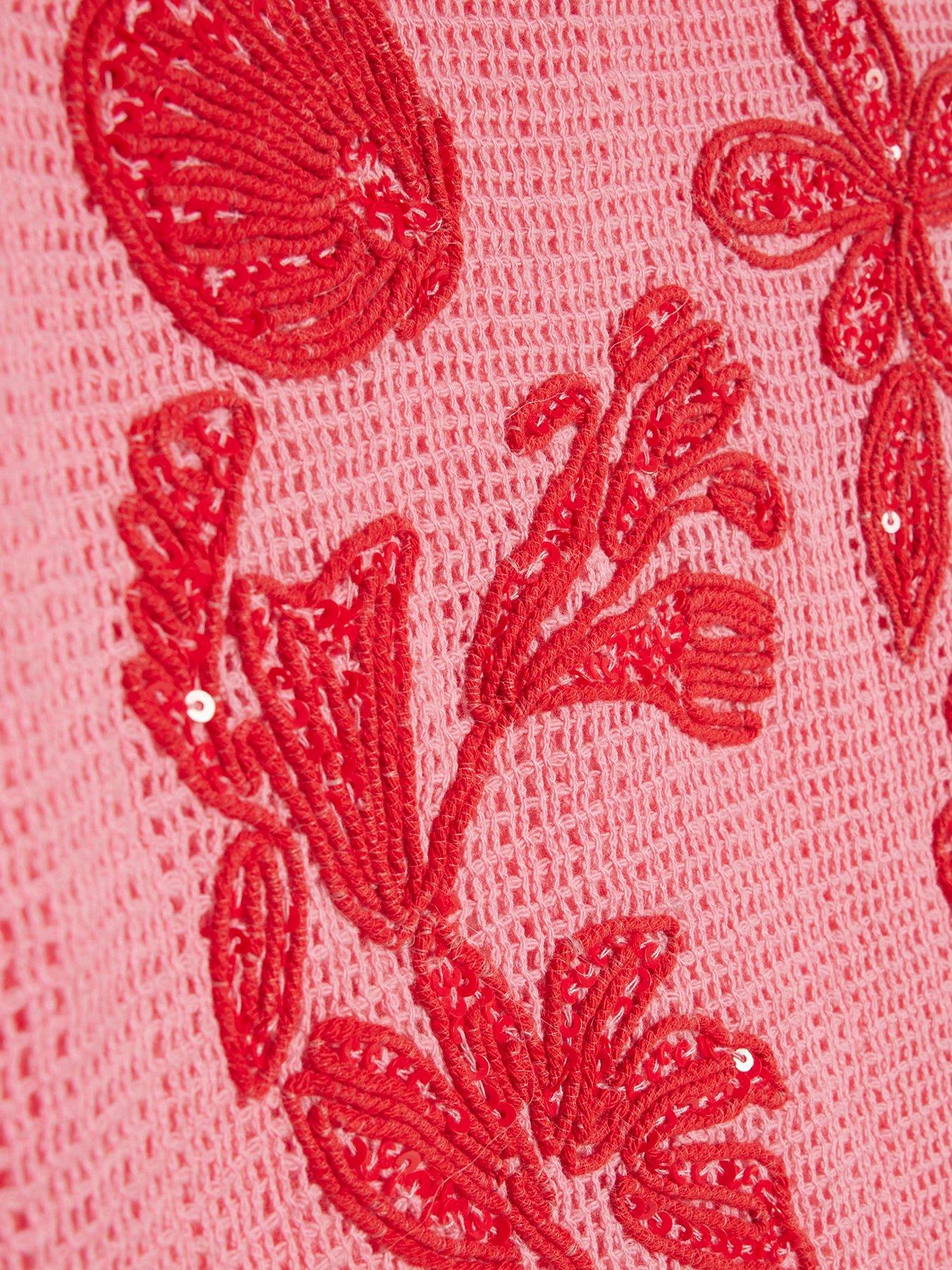 Image 3 of 4 of River Island Older Girls Beaded Crochet Shorts Set - Pink