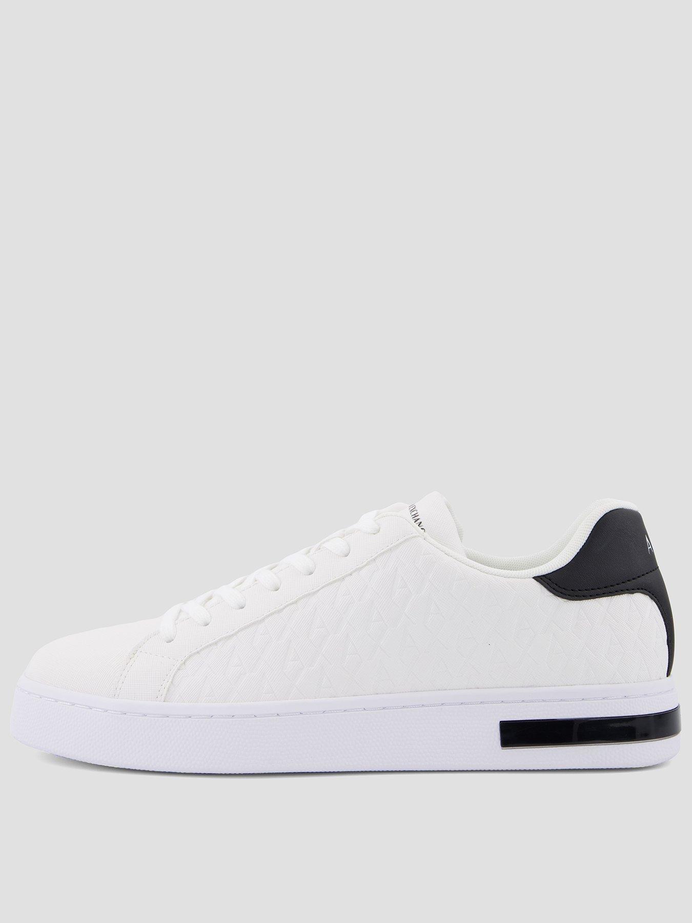 Image 1 of 7 of Armani Exchange Monogram Pu Trainers - White