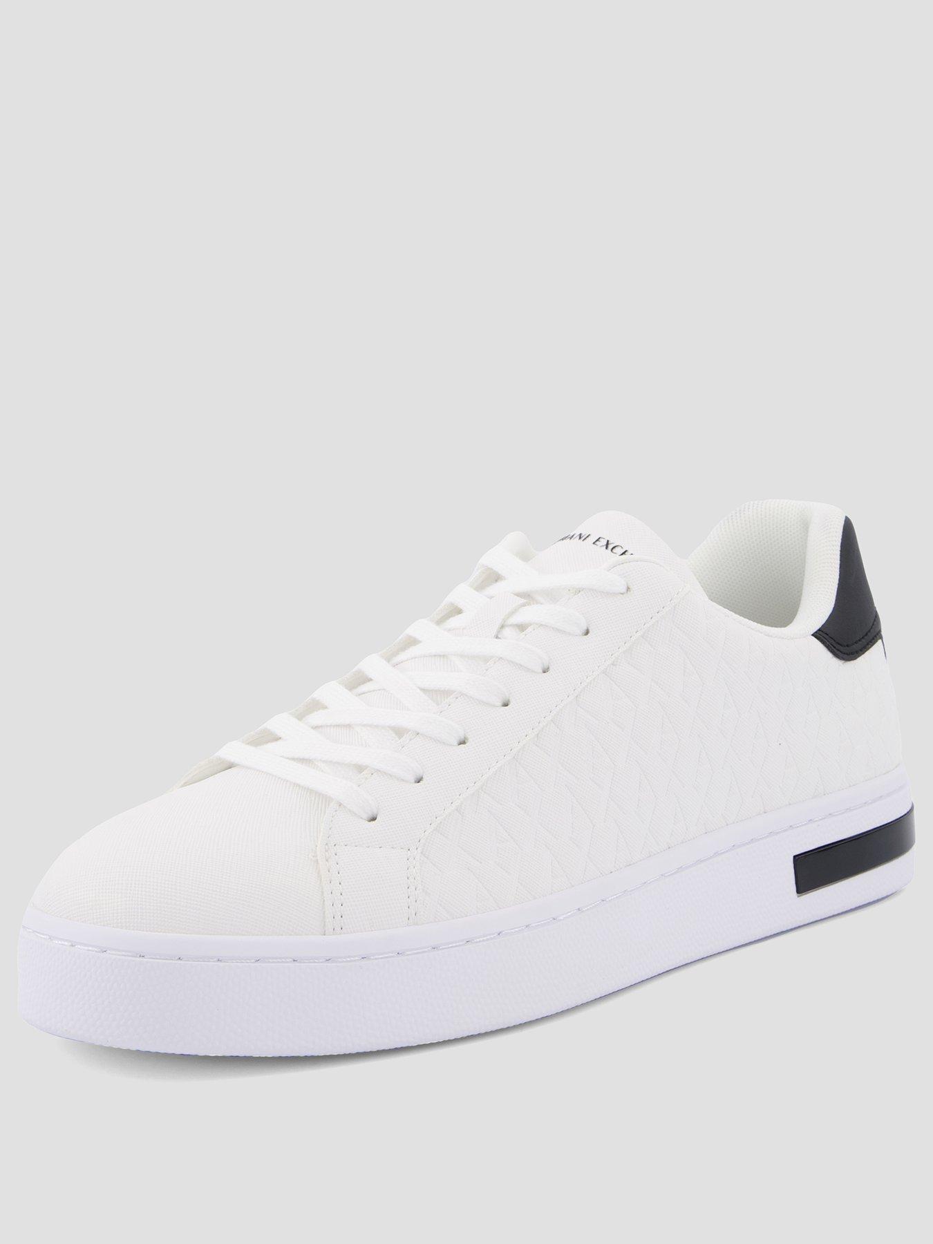 Image 2 of 7 of Armani Exchange Monogram Pu Trainers - White