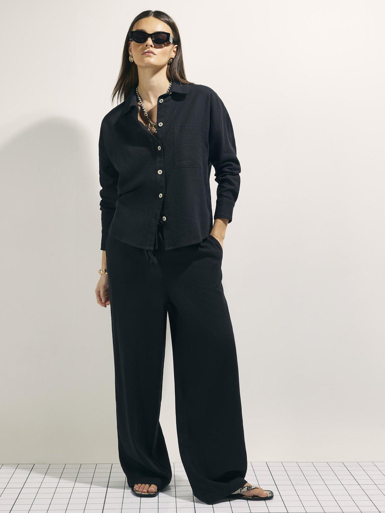 river-island-linen-blend-wide-leg-trousers-blackfront