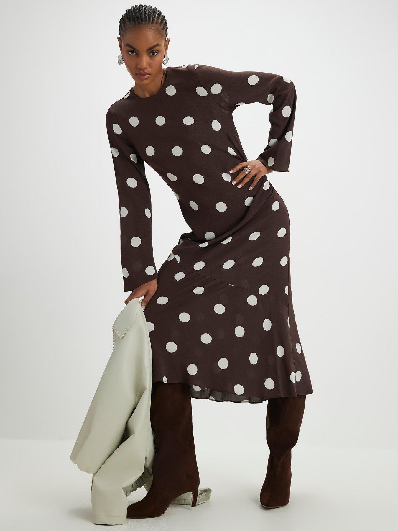 river-island-long-sleeve-spot-print-column-dress-brownfront