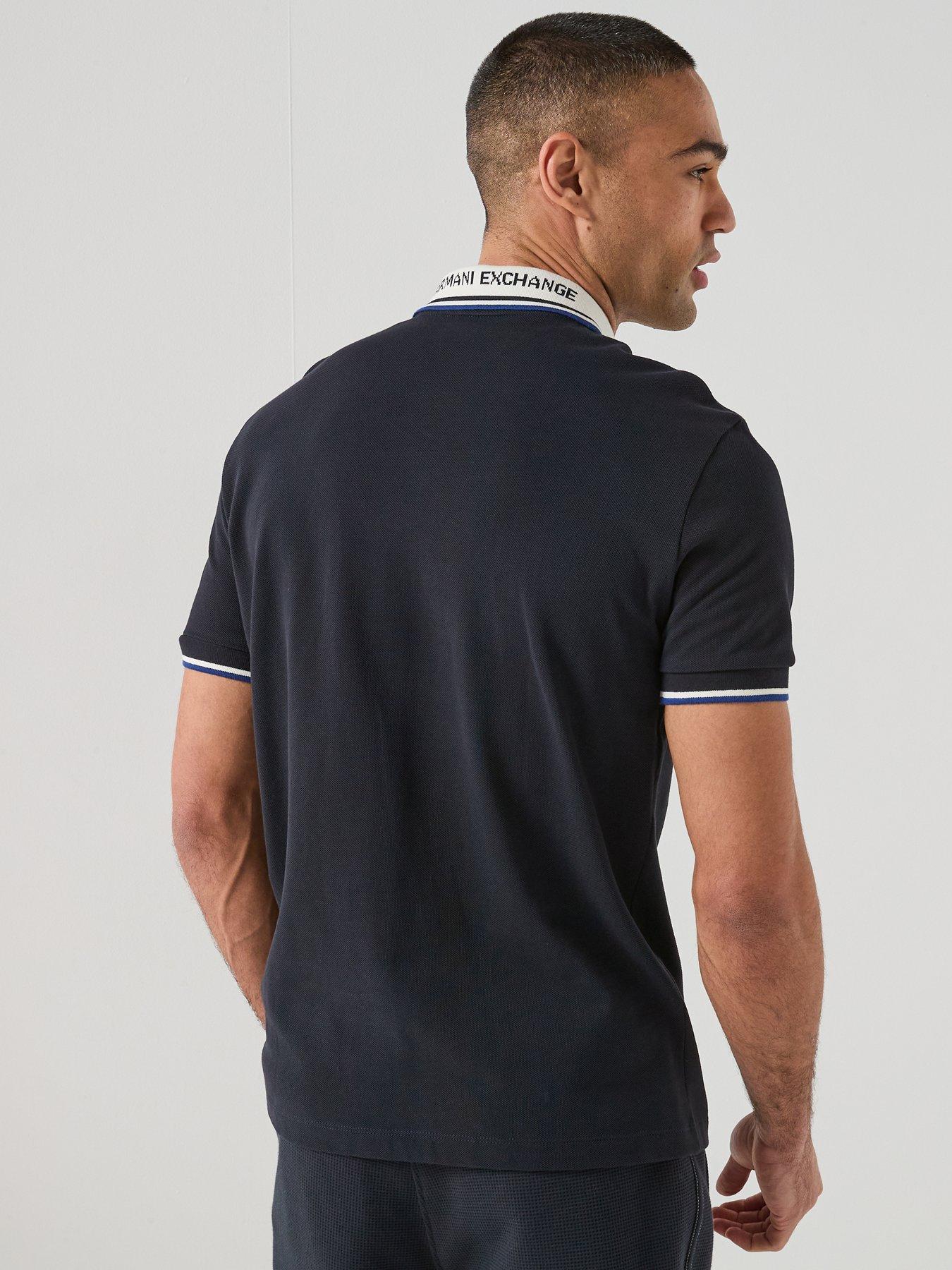 Image 2 of 6 of Armani Exchange Logo Collar Slim Fit Polo Shirt - Navy