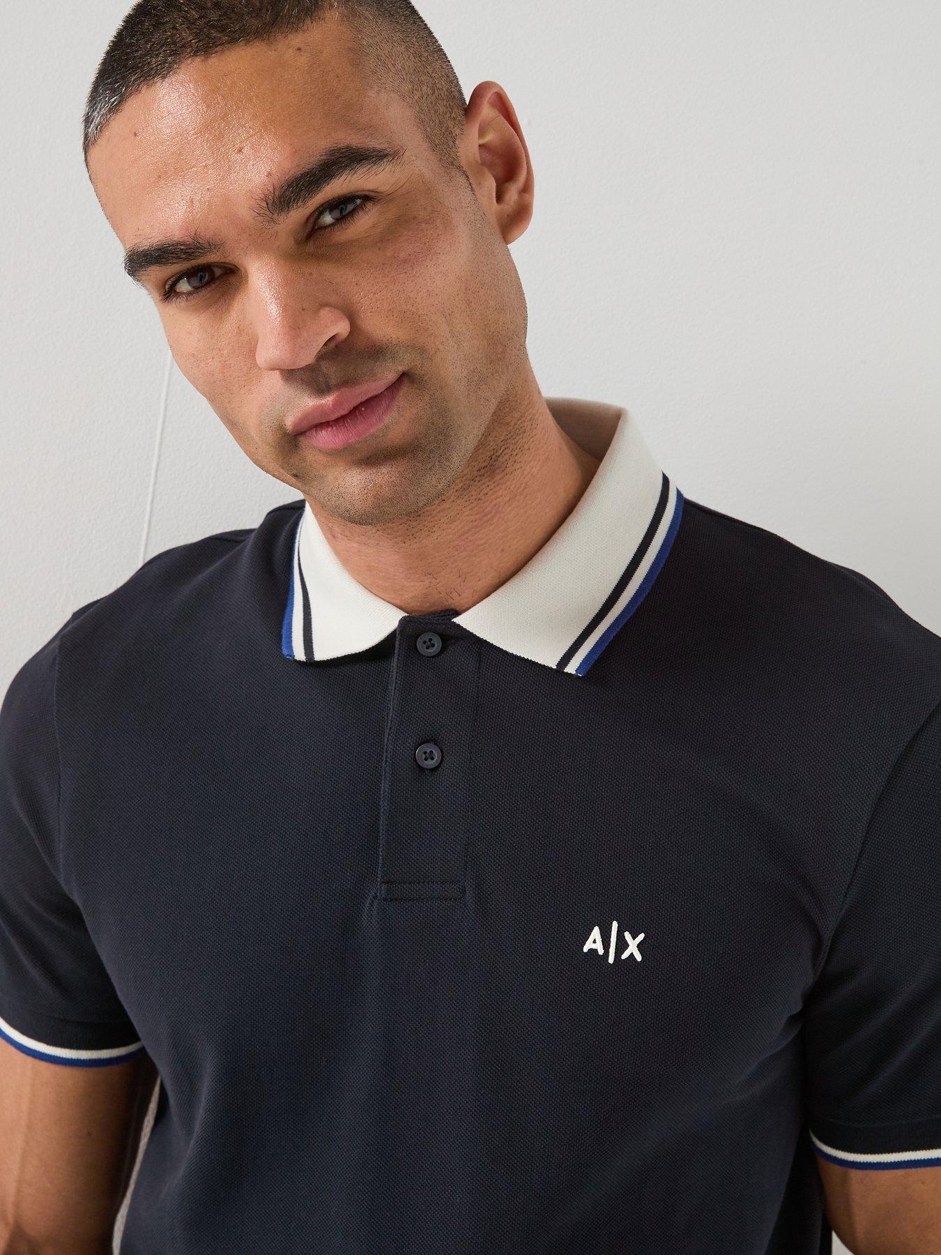Image 4 of 6 of Armani Exchange Logo Collar Slim Fit Polo Shirt - Navy