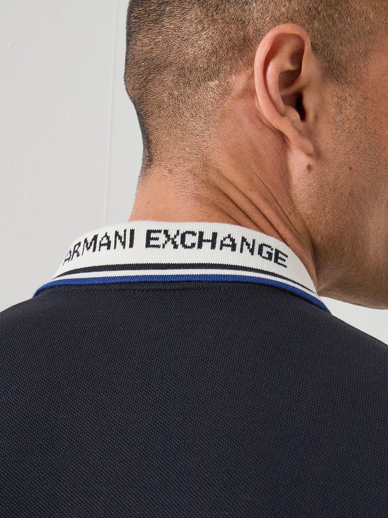Image 5 of 6 of Armani Exchange Logo Collar Slim Fit Polo Shirt - Navy