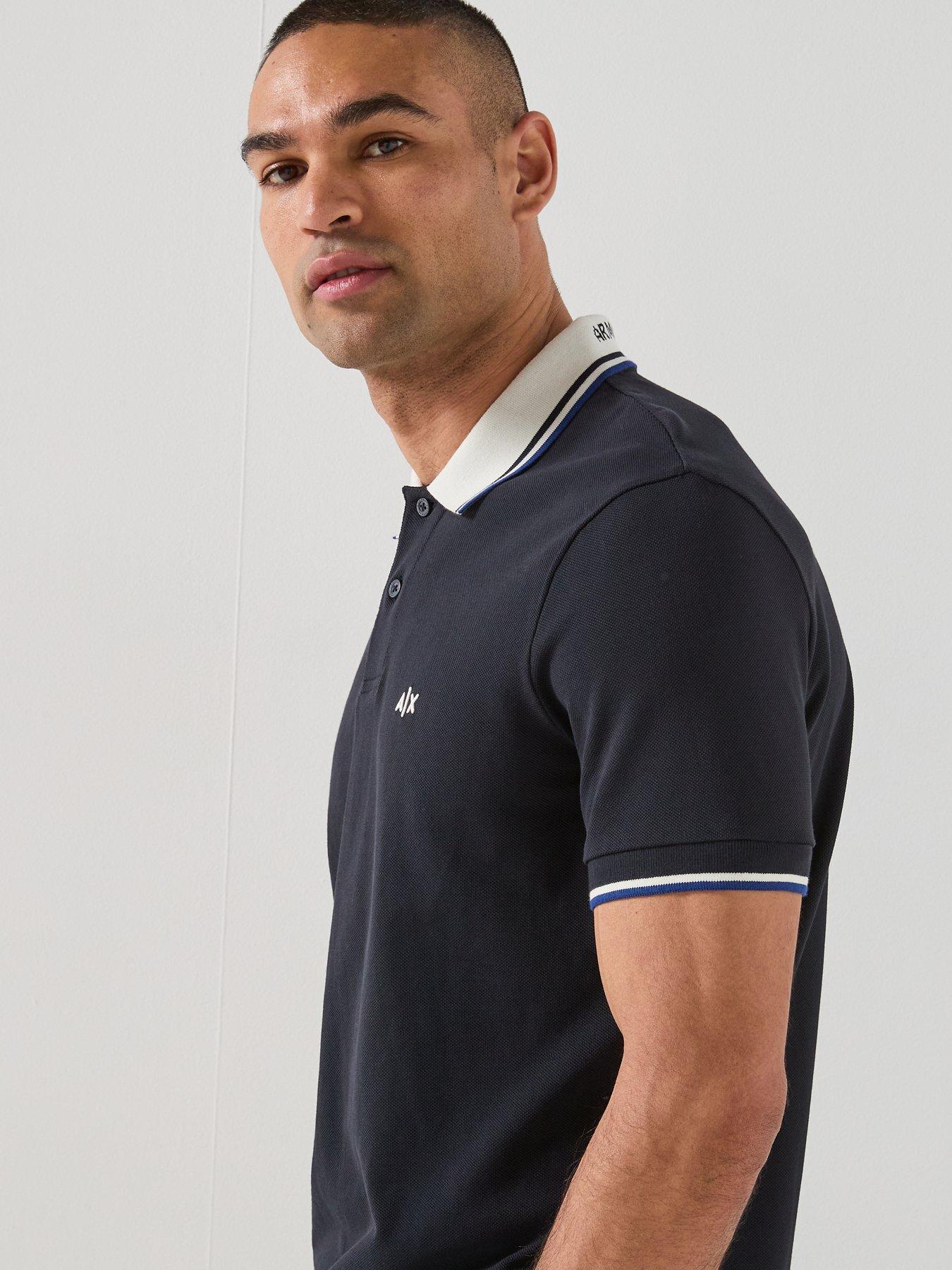 Image 6 of 6 of Armani Exchange Logo Collar Slim Fit Polo Shirt - Navy
