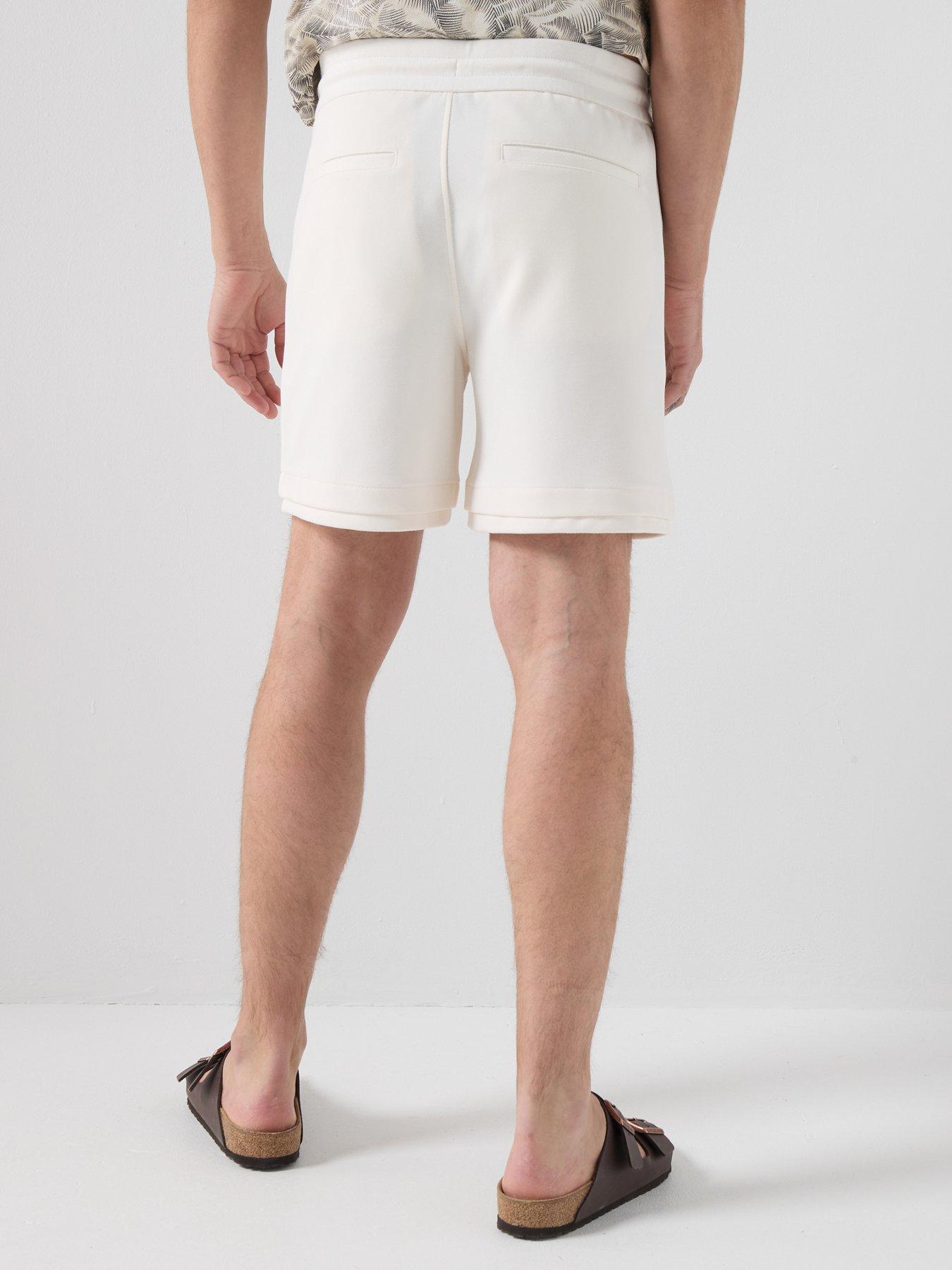 Image 2 of 5 of Armani Exchange Double Hem Jersey Shorts - Off White