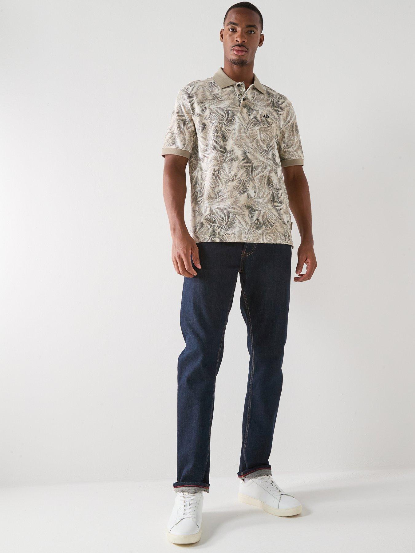 armani-exchange-leaf-print-polo-shirt-beigeback