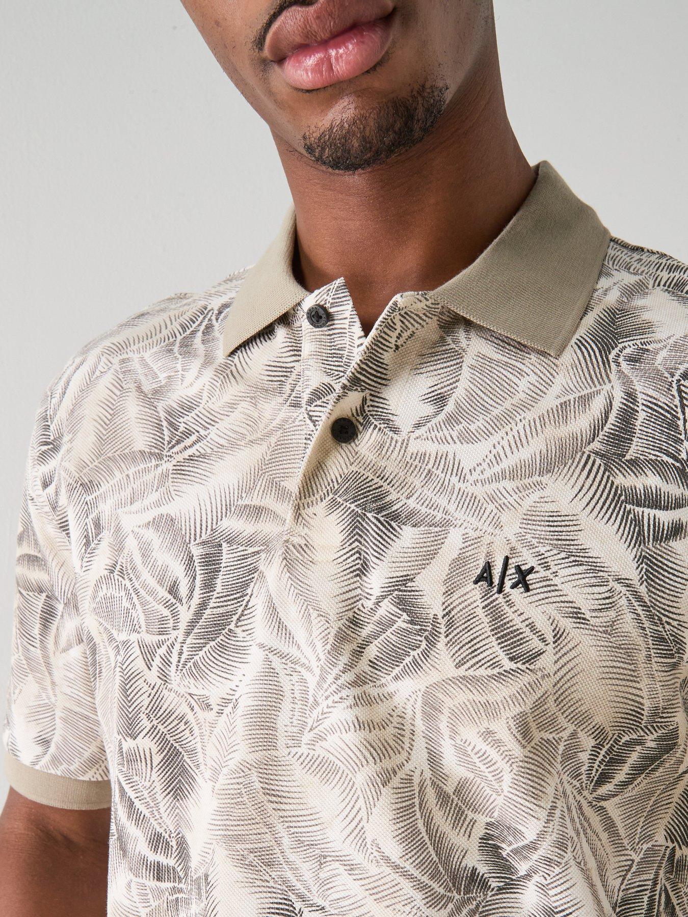 armani-exchange-leaf-print-polo-shirt-beigeoutfit