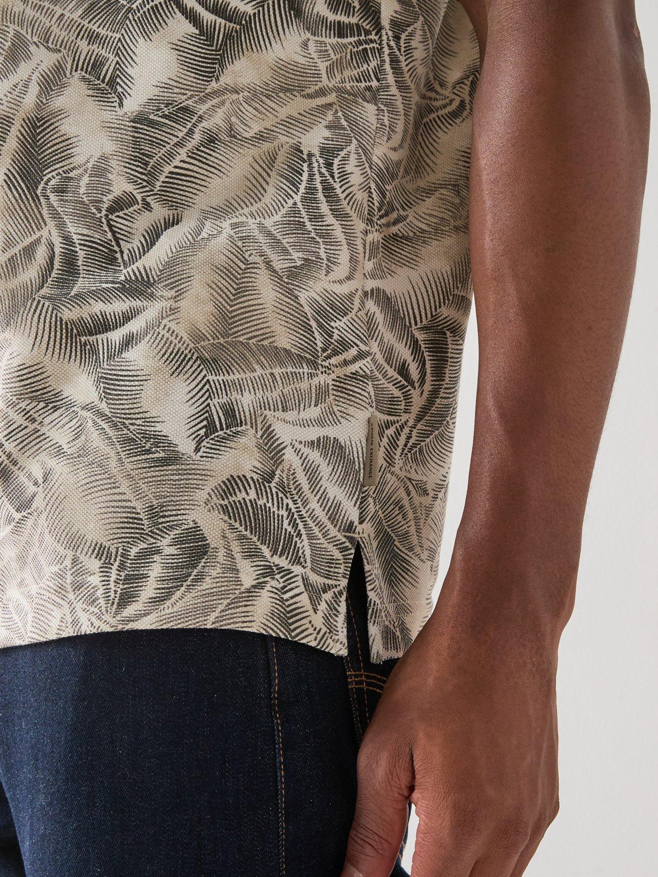 armani-exchange-leaf-print-polo-shirt-beigedetail