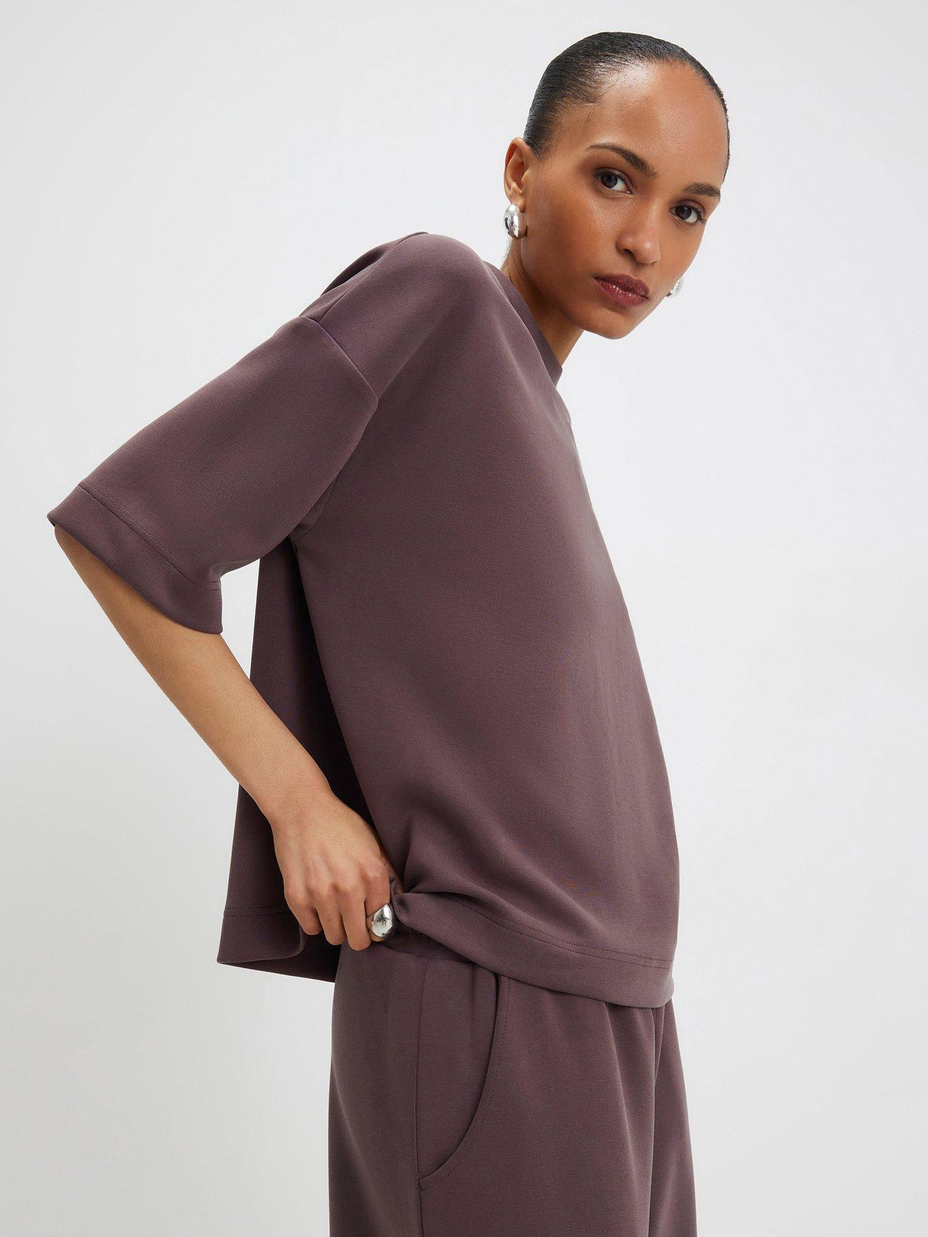 River Island Short Sleeve Premium Neo Swash Boxy Tee - Brown