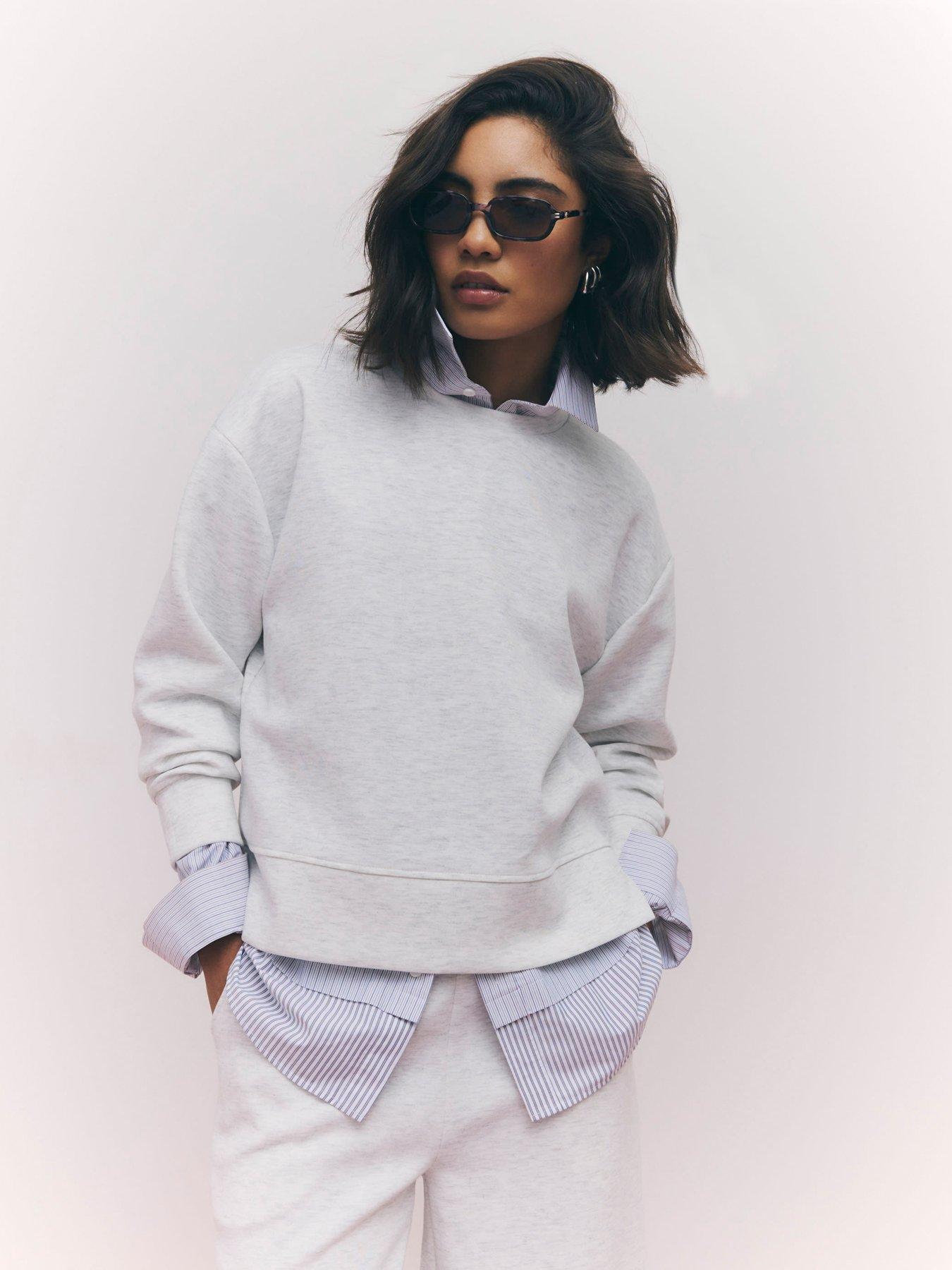 river-island-long-sleeve-marl-neoprene-sweater-grey