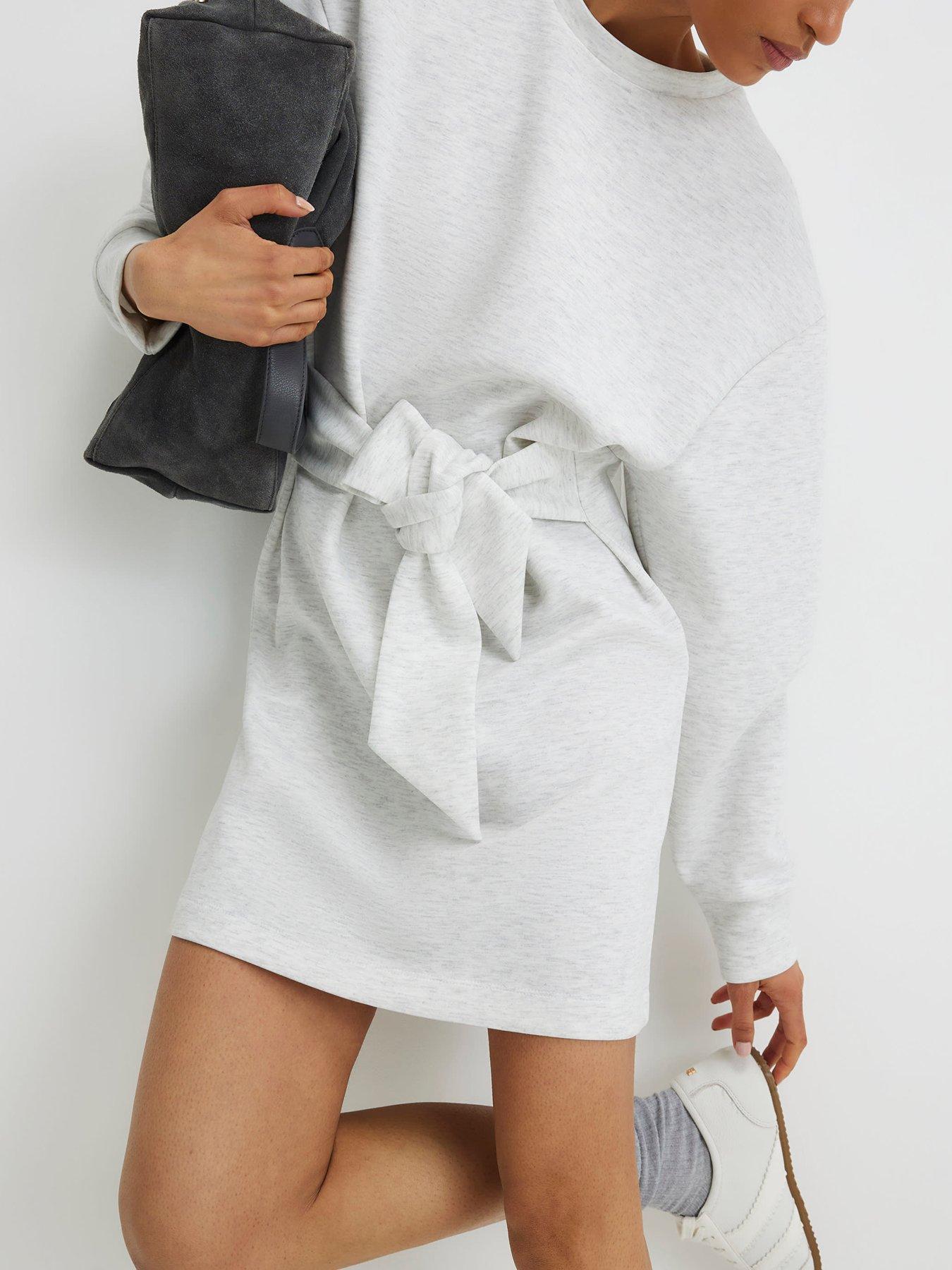 river-island-long-sleeve-tie-front-mini-sweatshirt-dress-greyoutfit