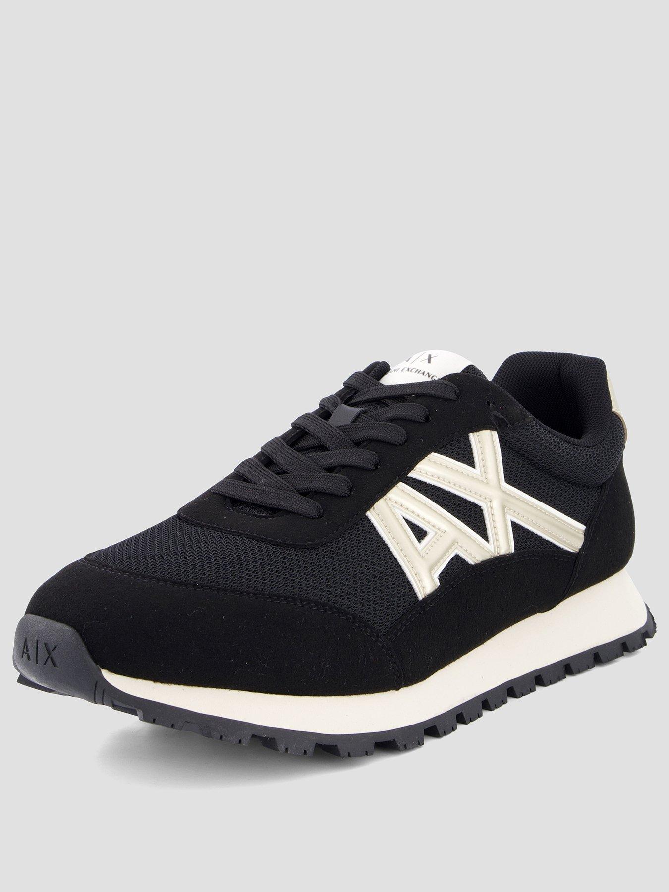 armani-exchange-drop-logo-suede-runner-trainers-blackstillFront
