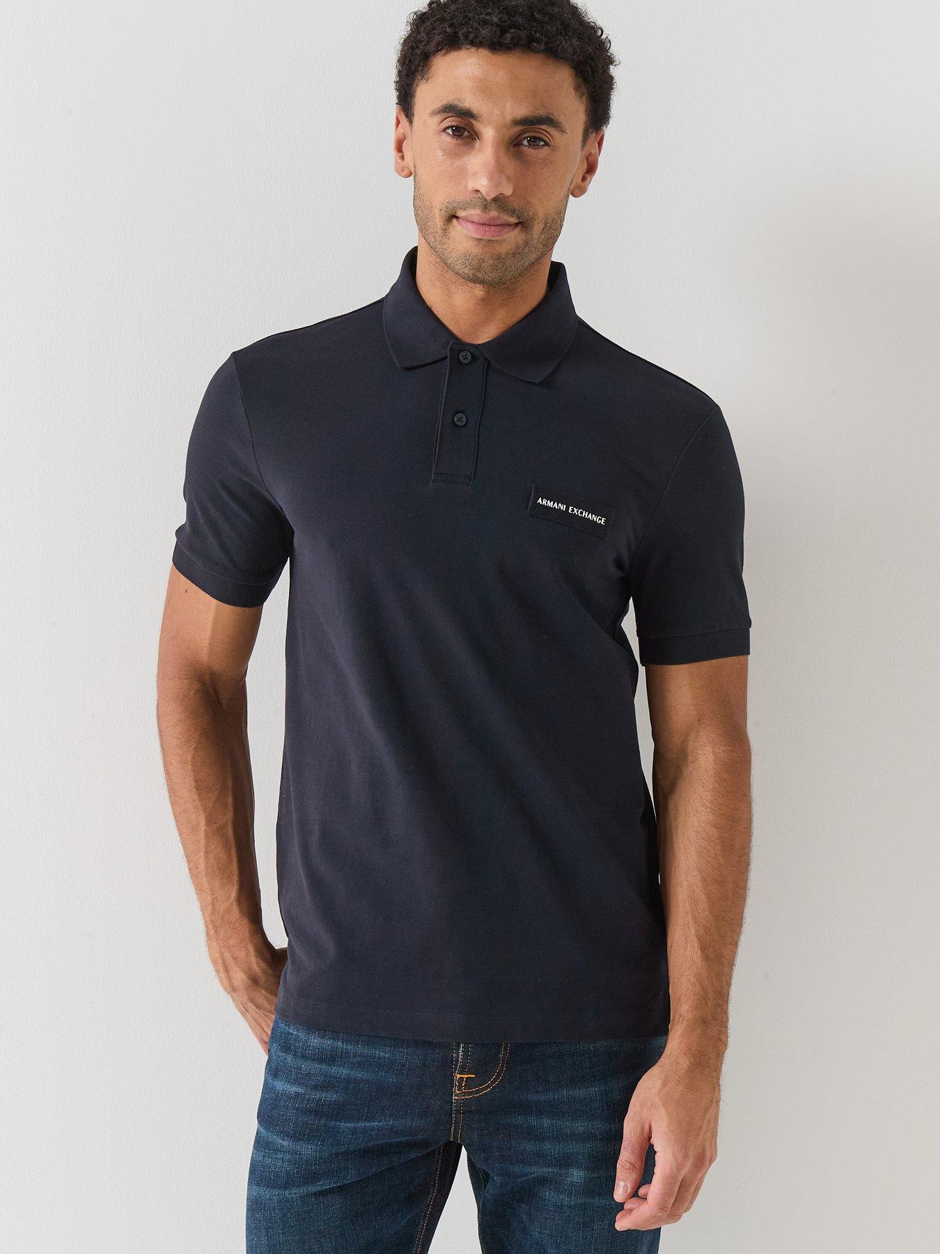 Image 1 of 5 of Armani Exchange Slim Fit White Edition Logo Polo Shirt - Navy
