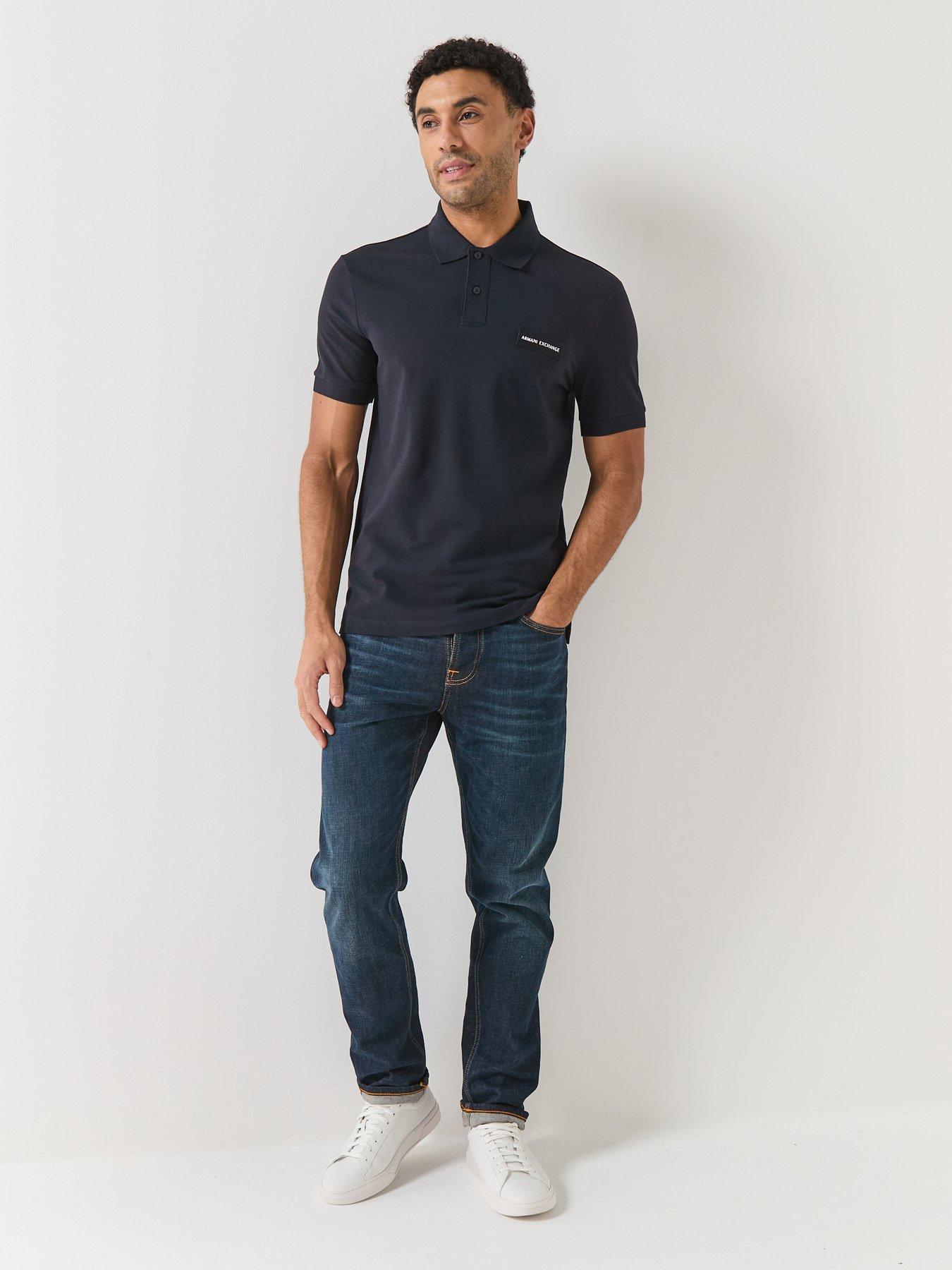 Image 3 of 5 of Armani Exchange Slim Fit White Edition Logo Polo Shirt - Navy
