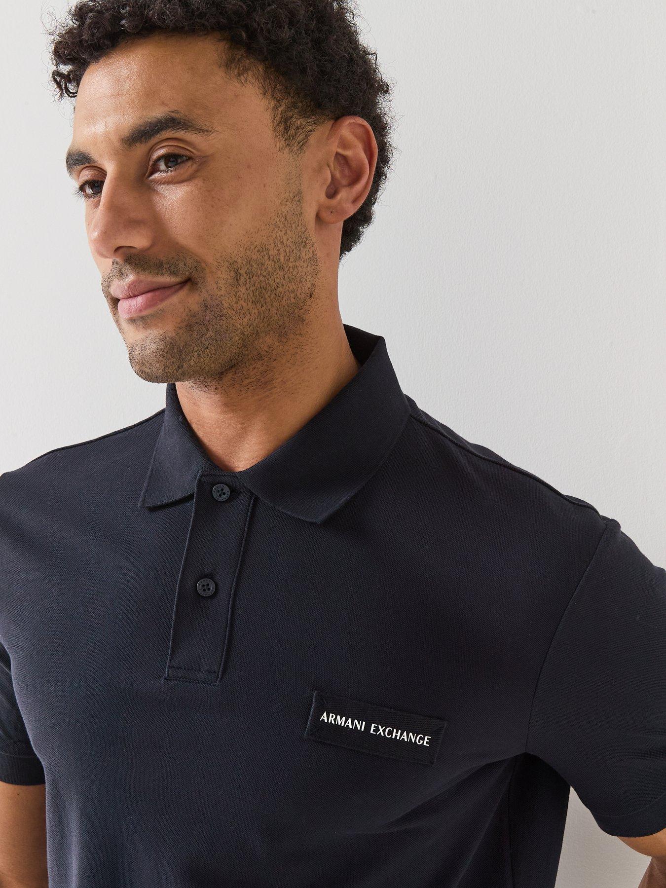 Image 4 of 5 of Armani Exchange Slim Fit White Edition Logo Polo Shirt - Navy