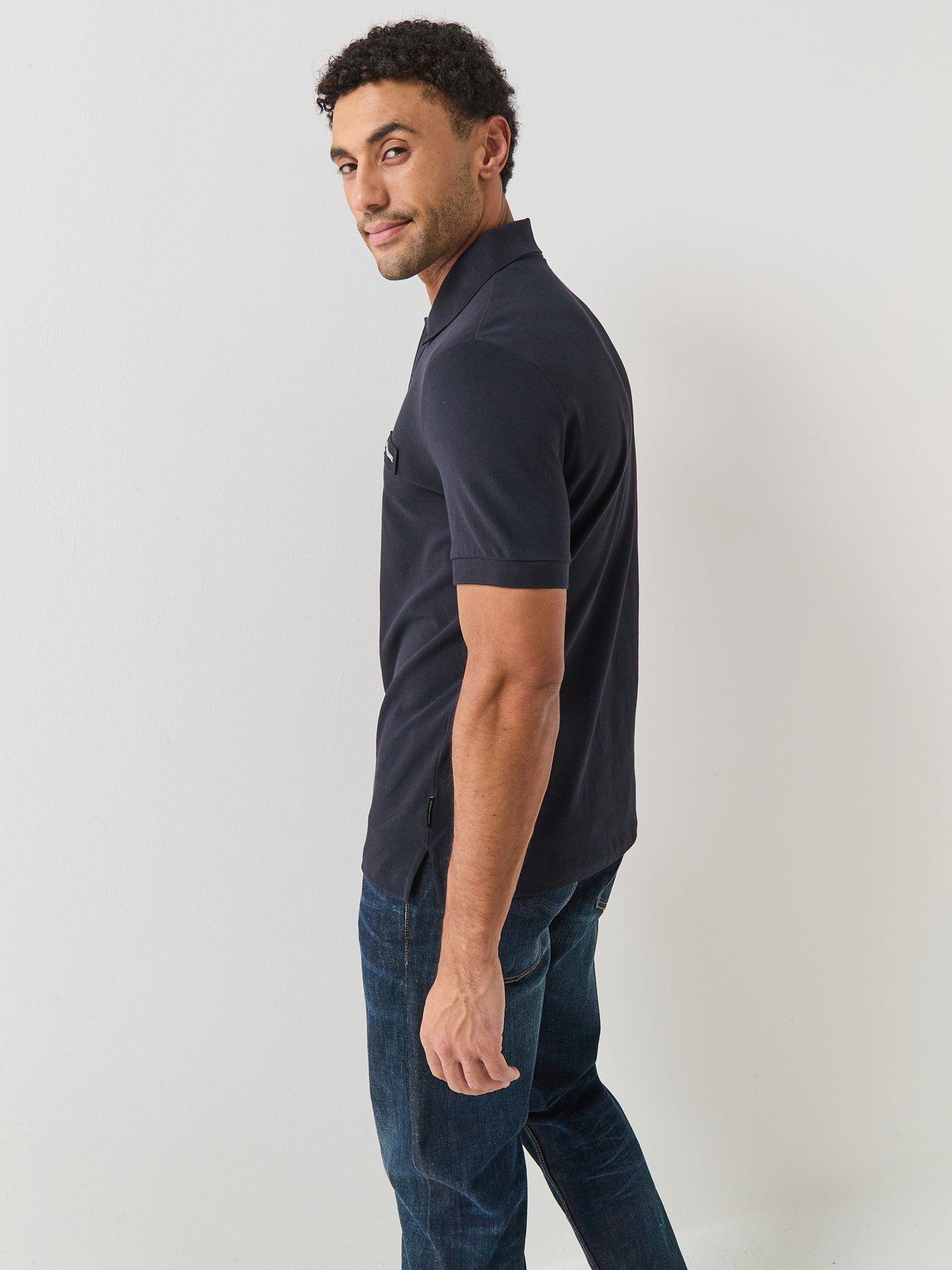 Image 5 of 5 of Armani Exchange Slim Fit White Edition Logo Polo Shirt - Navy