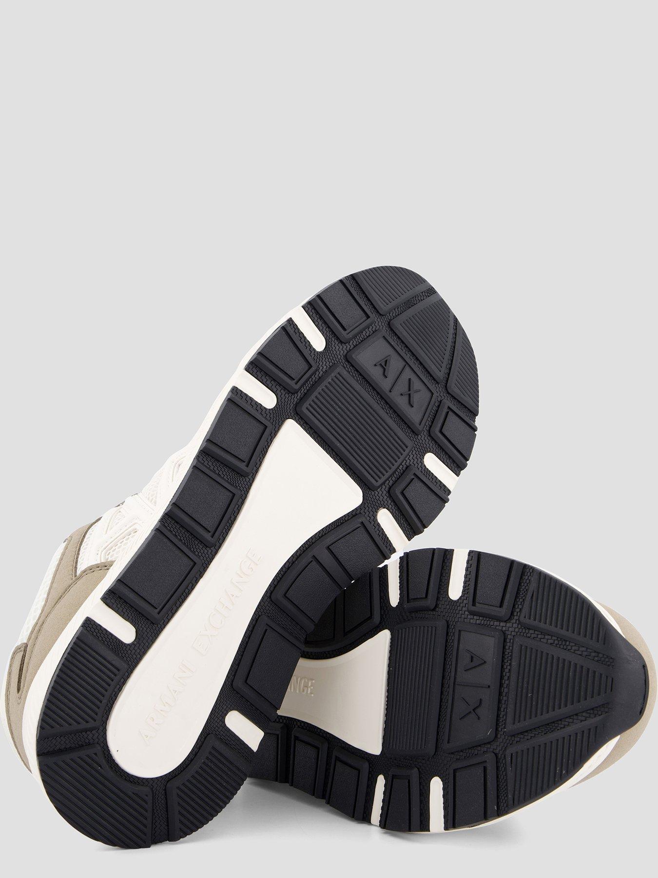 Image 4 of 7 of Armani Exchange Lucky Microsuede Mesh Trainer - White