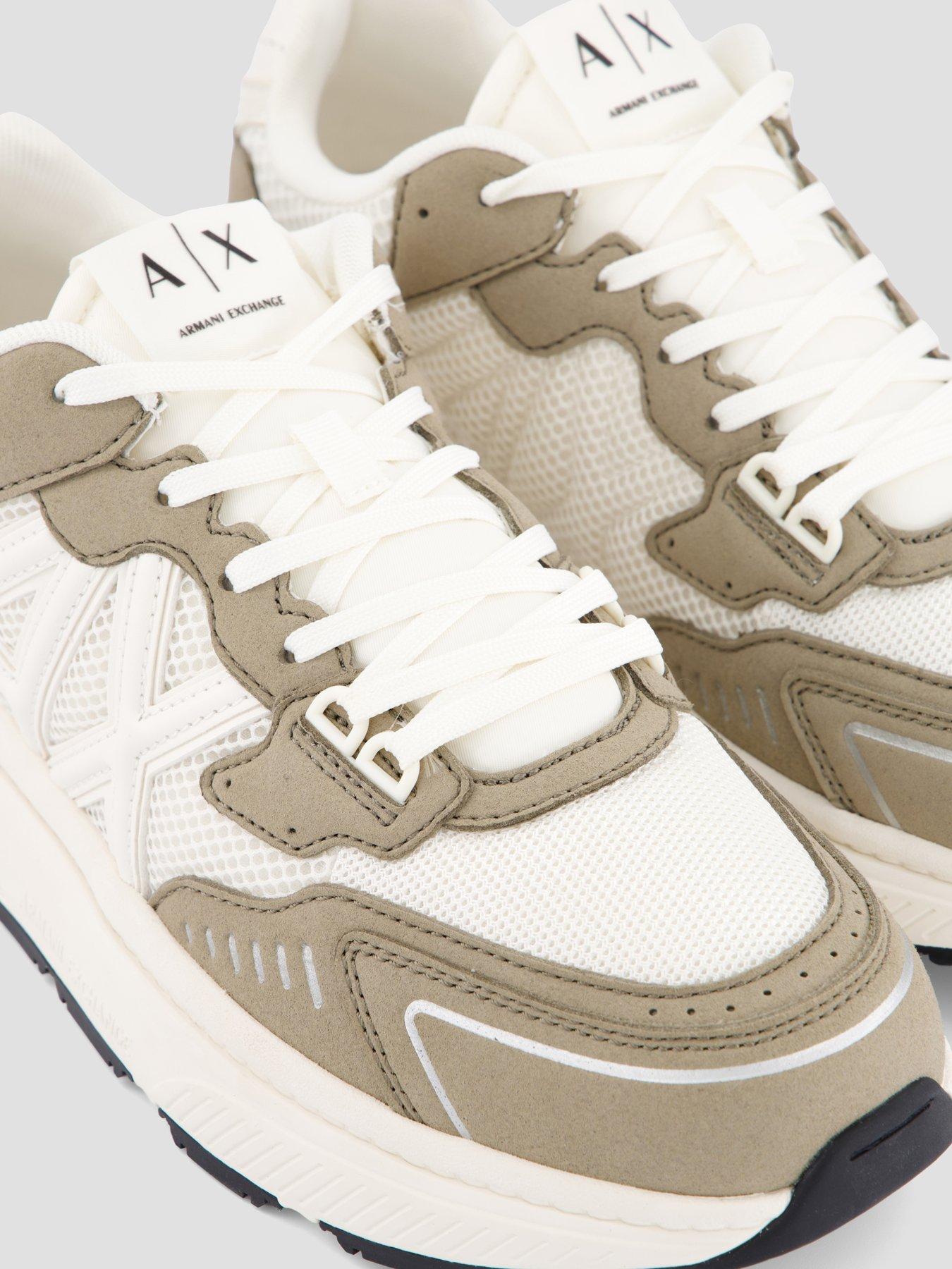 Image 5 of 7 of Armani Exchange Lucky Microsuede Mesh Trainer - White