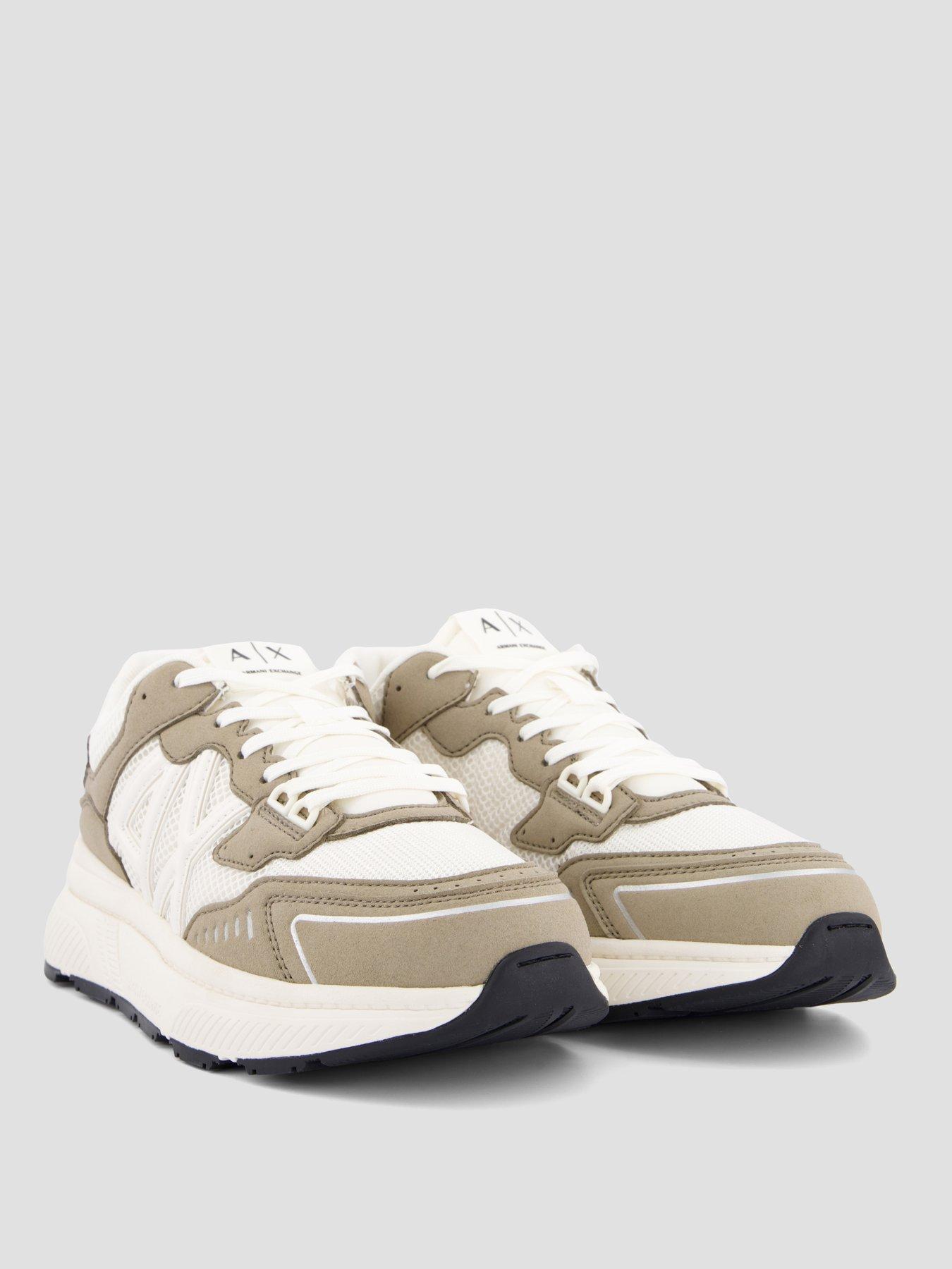 Image 6 of 7 of Armani Exchange Lucky Microsuede Mesh Trainer - White