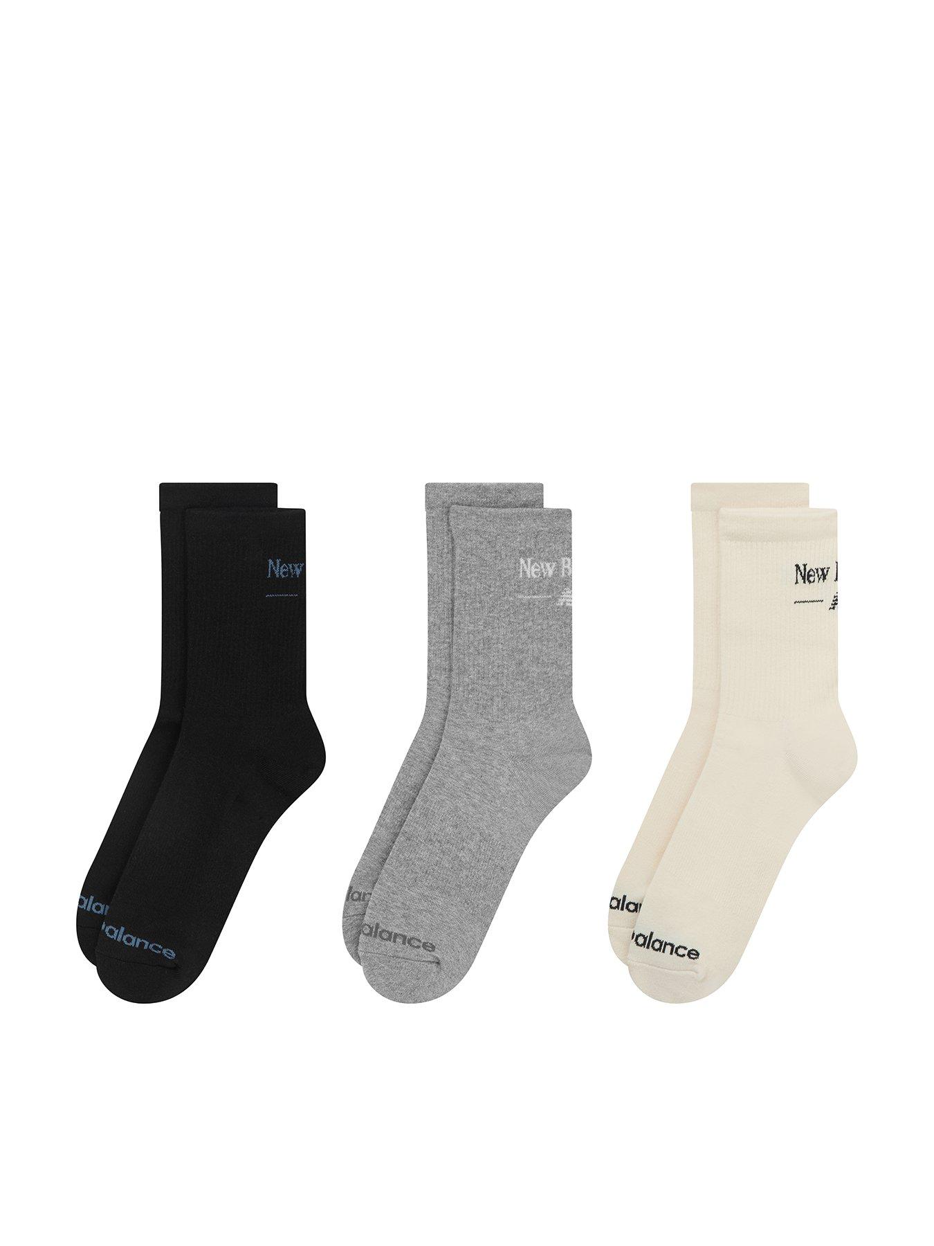 New Balance Nb Script Logo Quarter Crew 3 Pack Socks - Multi