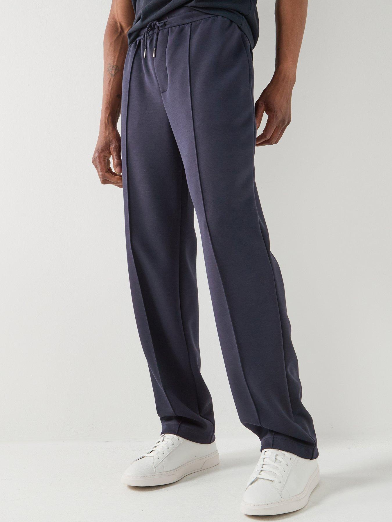 Image 1 of 6 of Armani Exchange Straight Legged Jersey Trousers - Navy