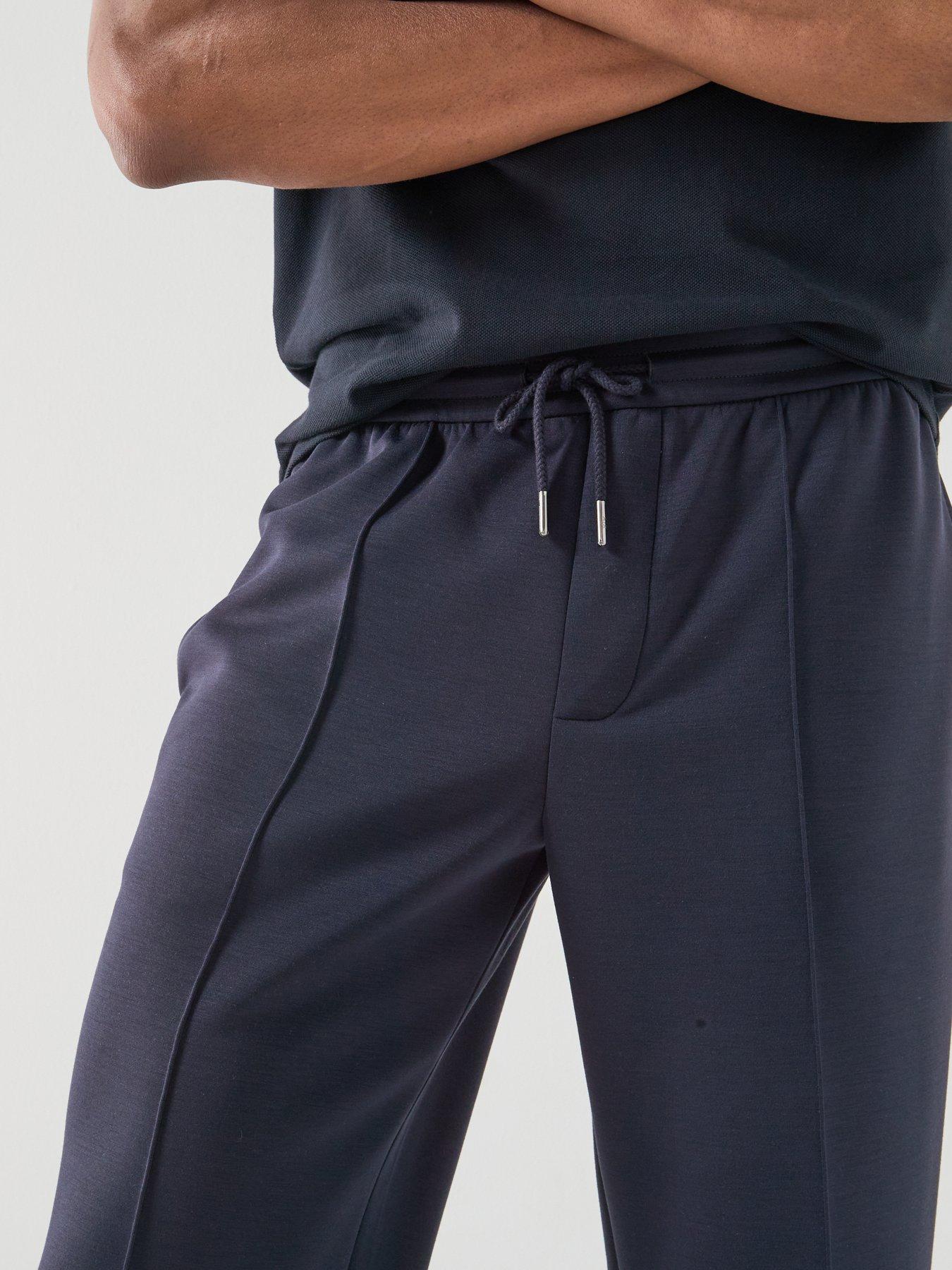 Image 4 of 6 of Armani Exchange Straight Legged Jersey Trousers - Navy