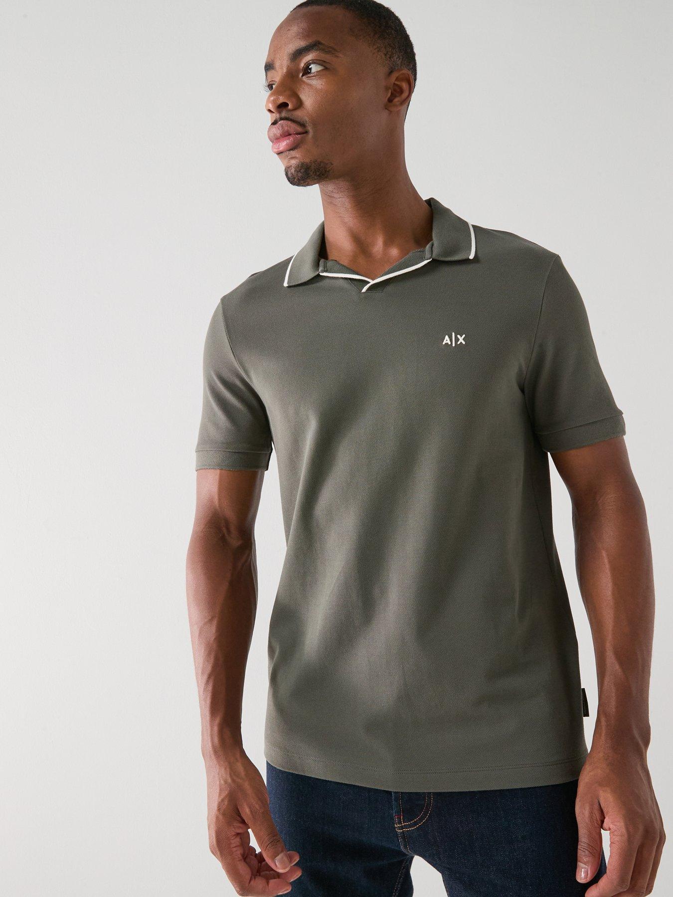 Armani Exchange Armani Exchange Slim Fit Open Collar Polo Shirt - Dark Khaki