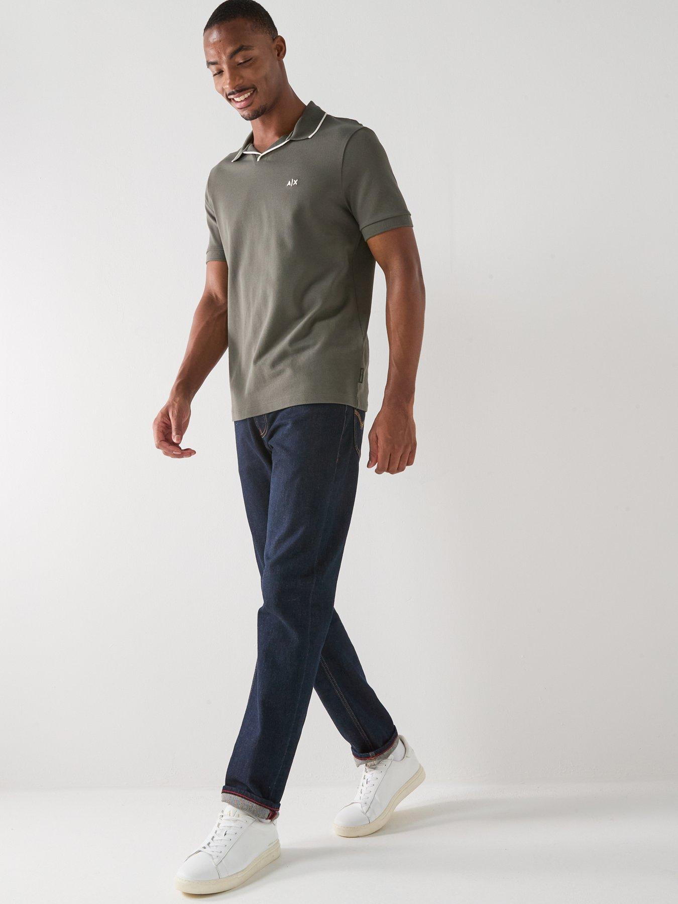 armani-exchange-slim-fit-open-collar-polo-shirt-dark-khakiback