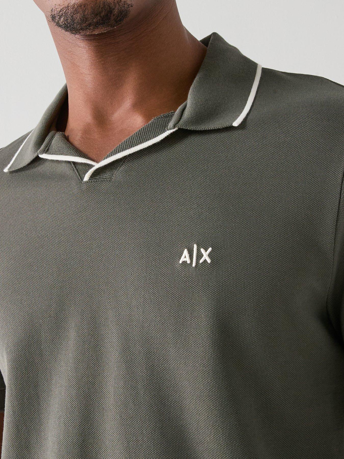 armani-exchange-slim-fit-open-collar-polo-shirt-dark-khakioutfit