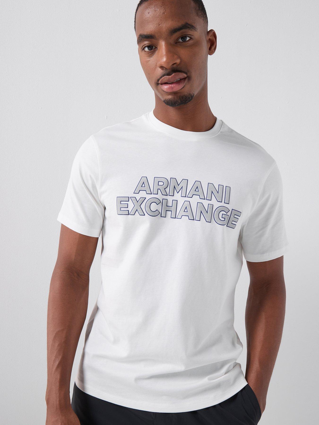 Image 1 of 5 of Armani Exchange Slim Fit Logo T-Shirt - Off White