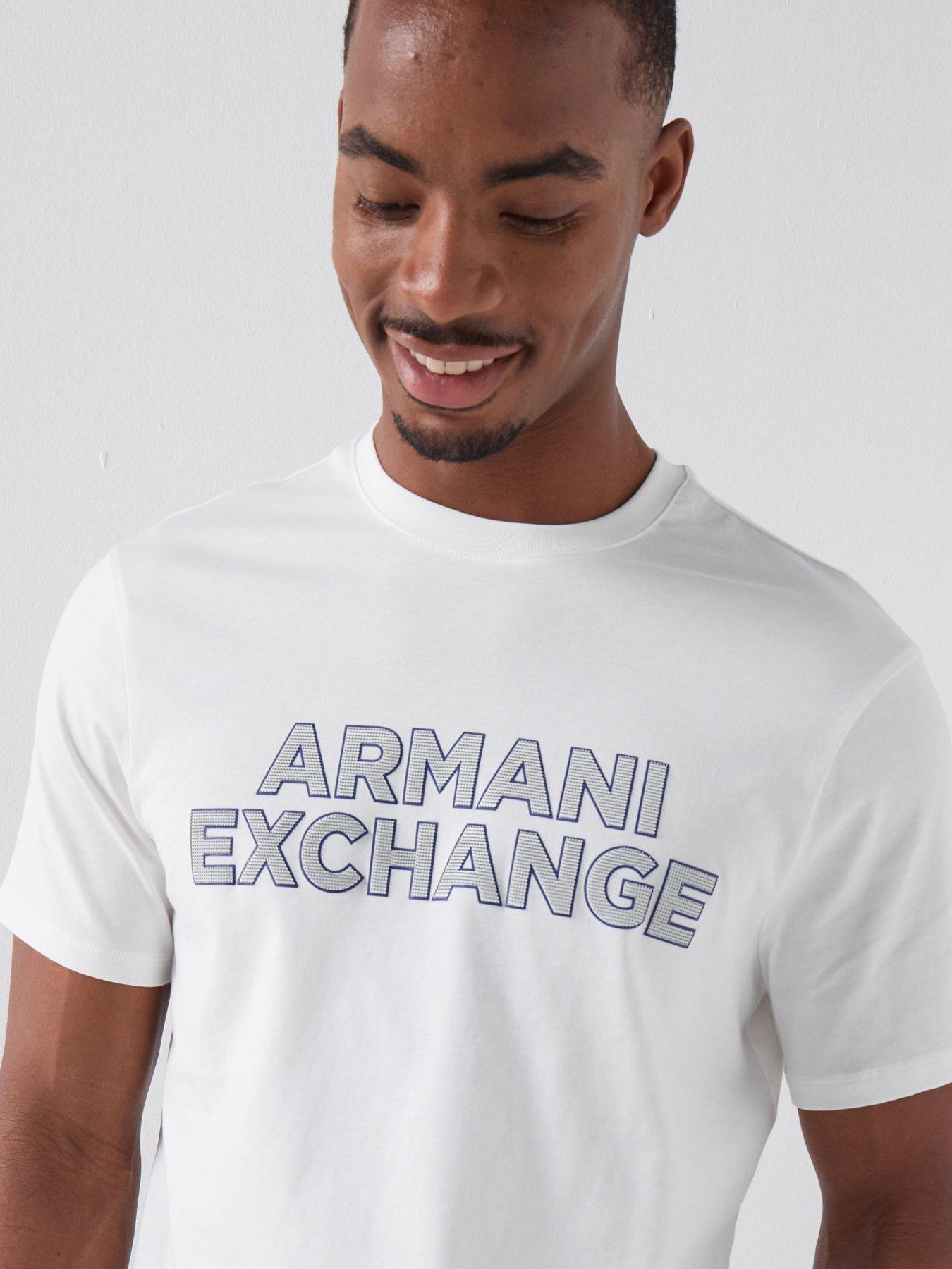 Image 4 of 5 of Armani Exchange Slim Fit Logo T-Shirt - Off White
