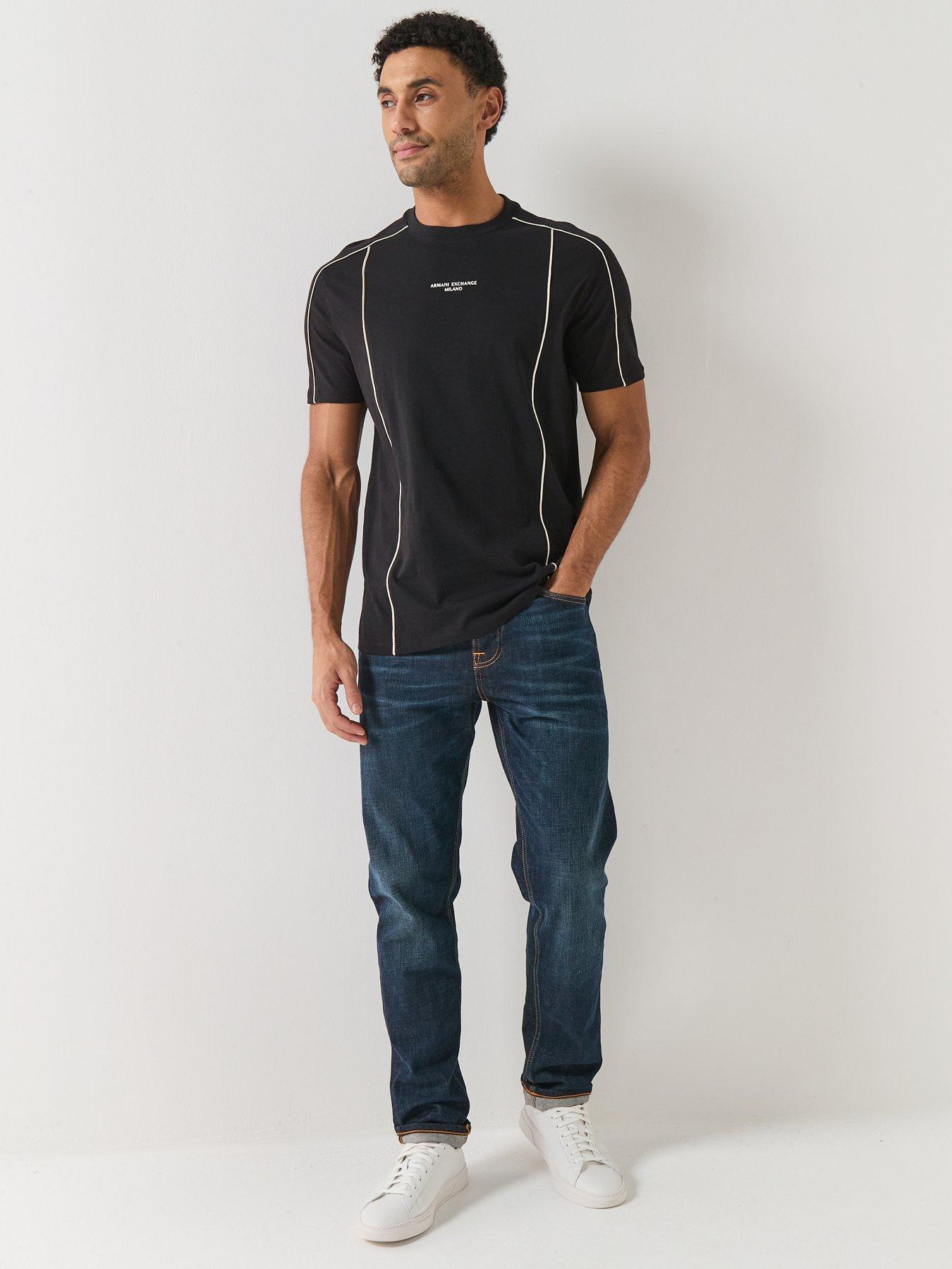 Image 3 of 4 of Armani Exchange Contrast Piping T-Shirt - Black