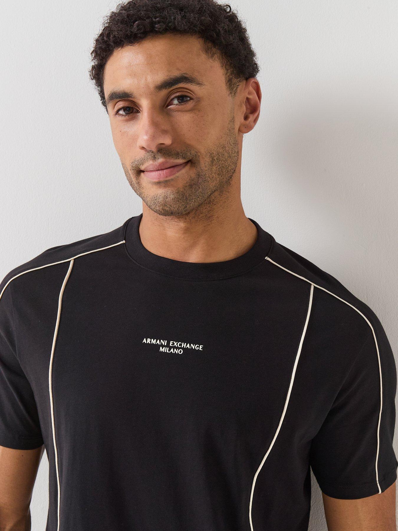 Image 4 of 4 of Armani Exchange Contrast Piping T-Shirt - Black
