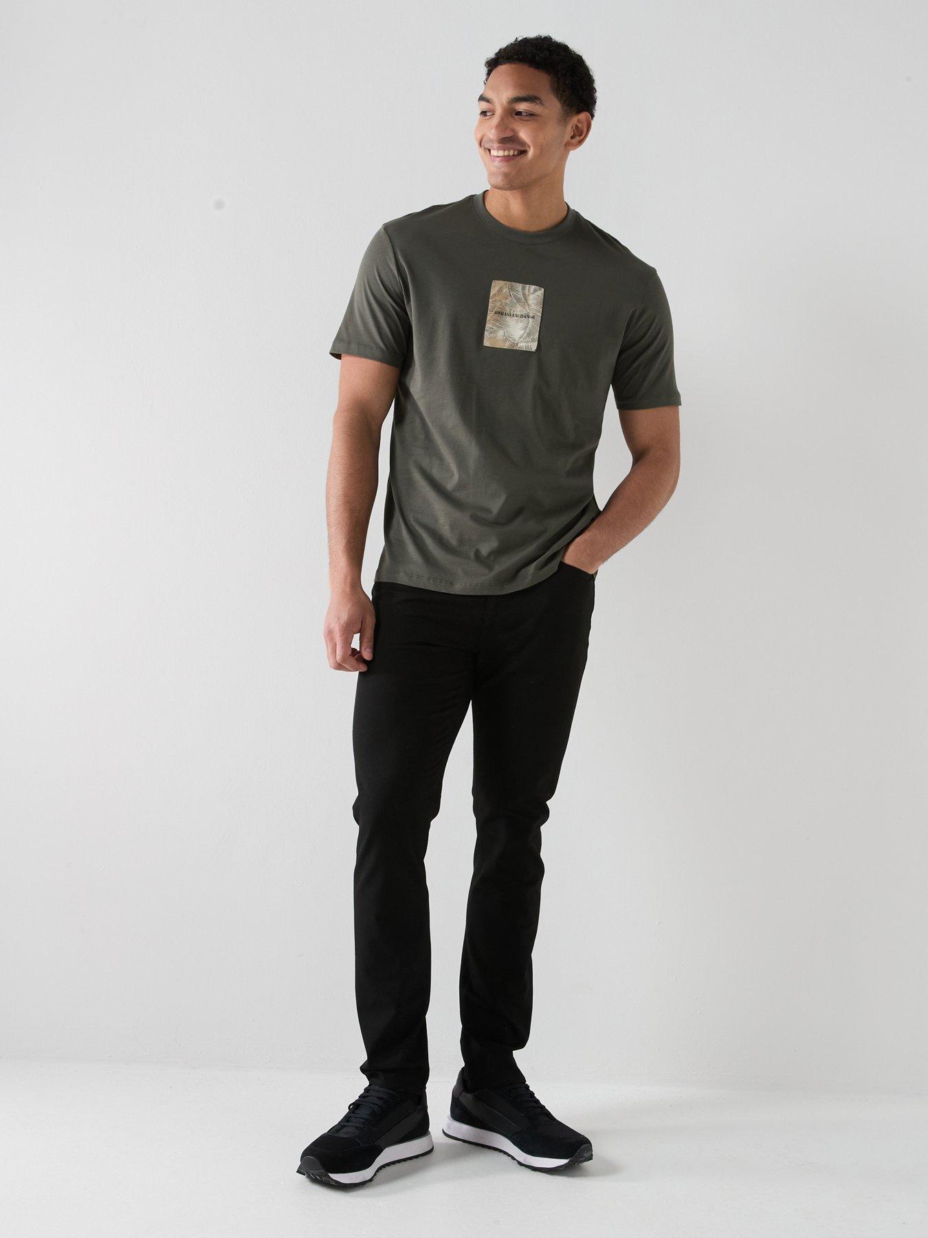 Image 3 of 5 of Armani Exchange Leaf Logo T-Shirt - Dark Khaki